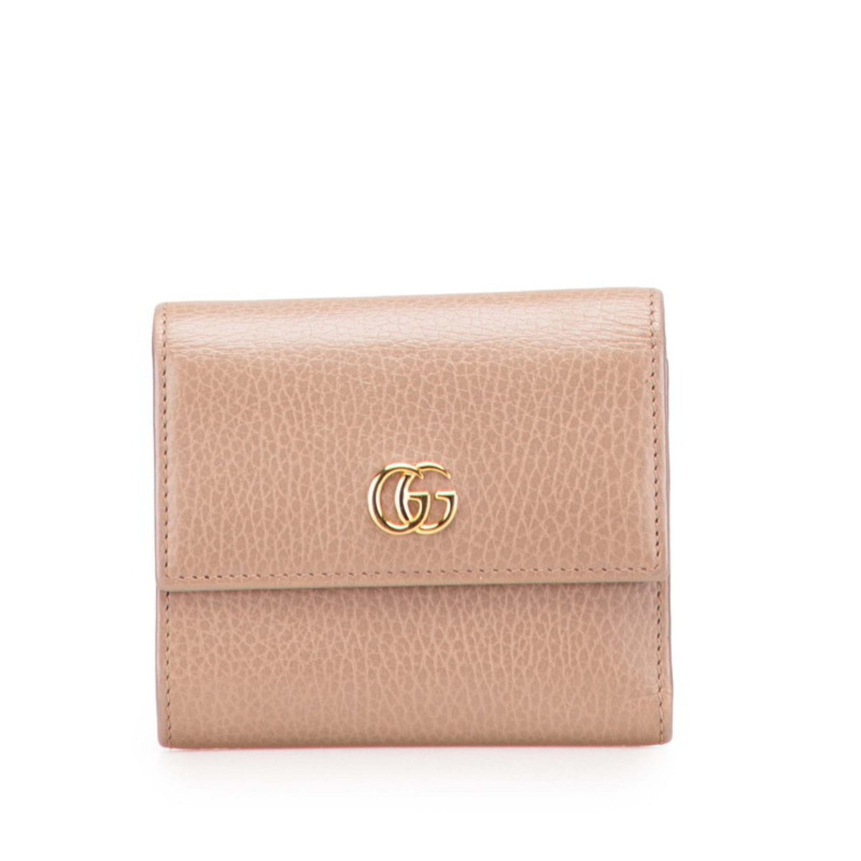 Gucci GG Marmont Tri-fold Wallet Greige Leather