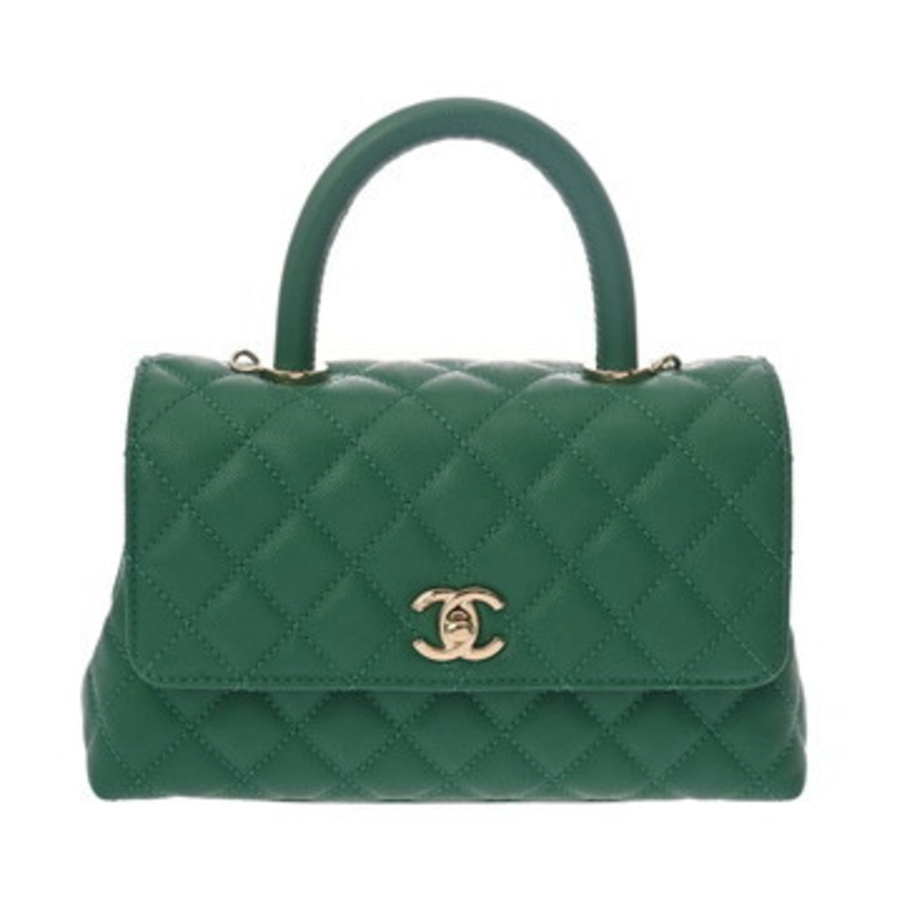 CHANEL Top Handle Flap Bag XS Caviar Skin Handbag