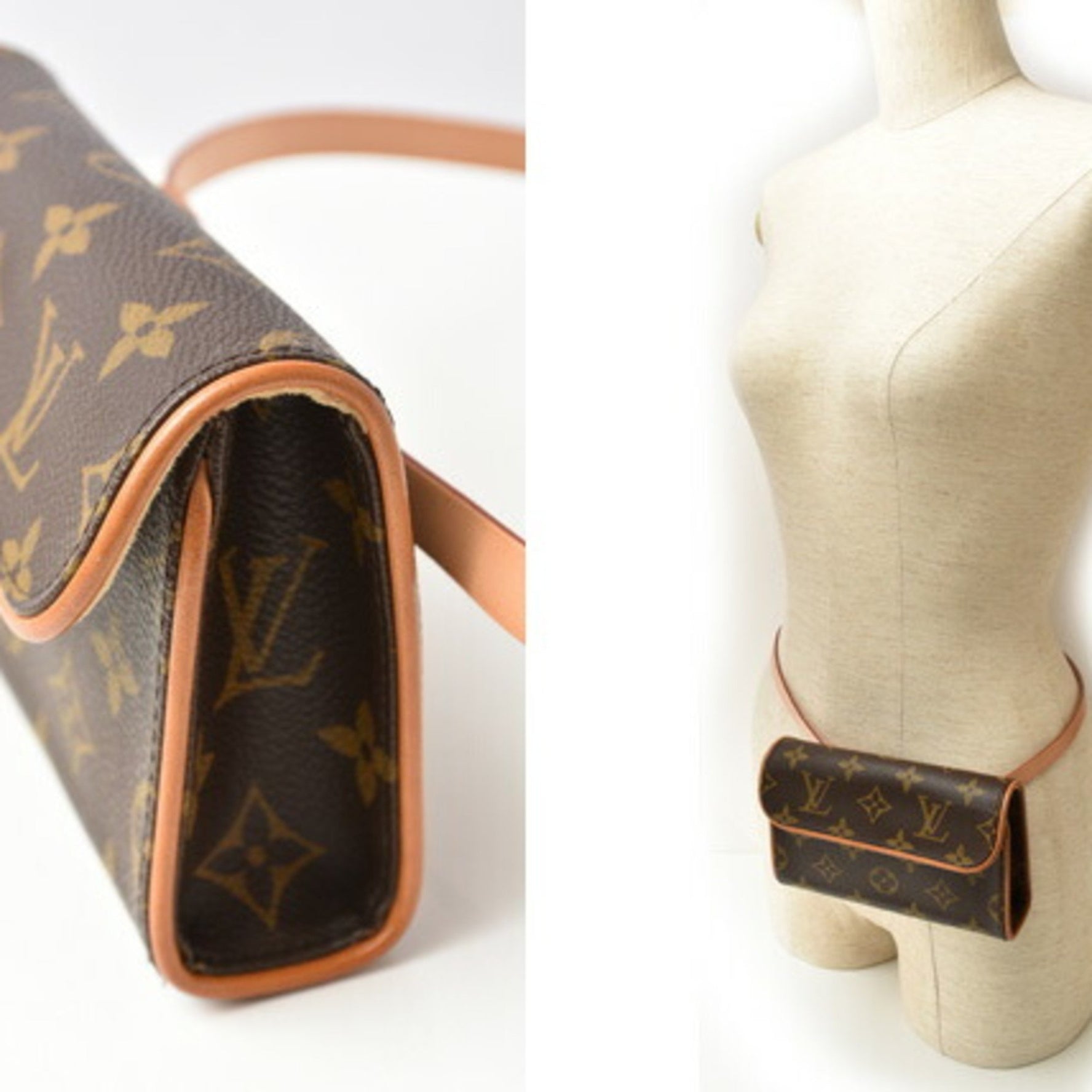 Louis Vuitton Waist Bag/Pouch/Pochette/ Pochette Florentine Belt XS Size Set (sold separately) Monogram