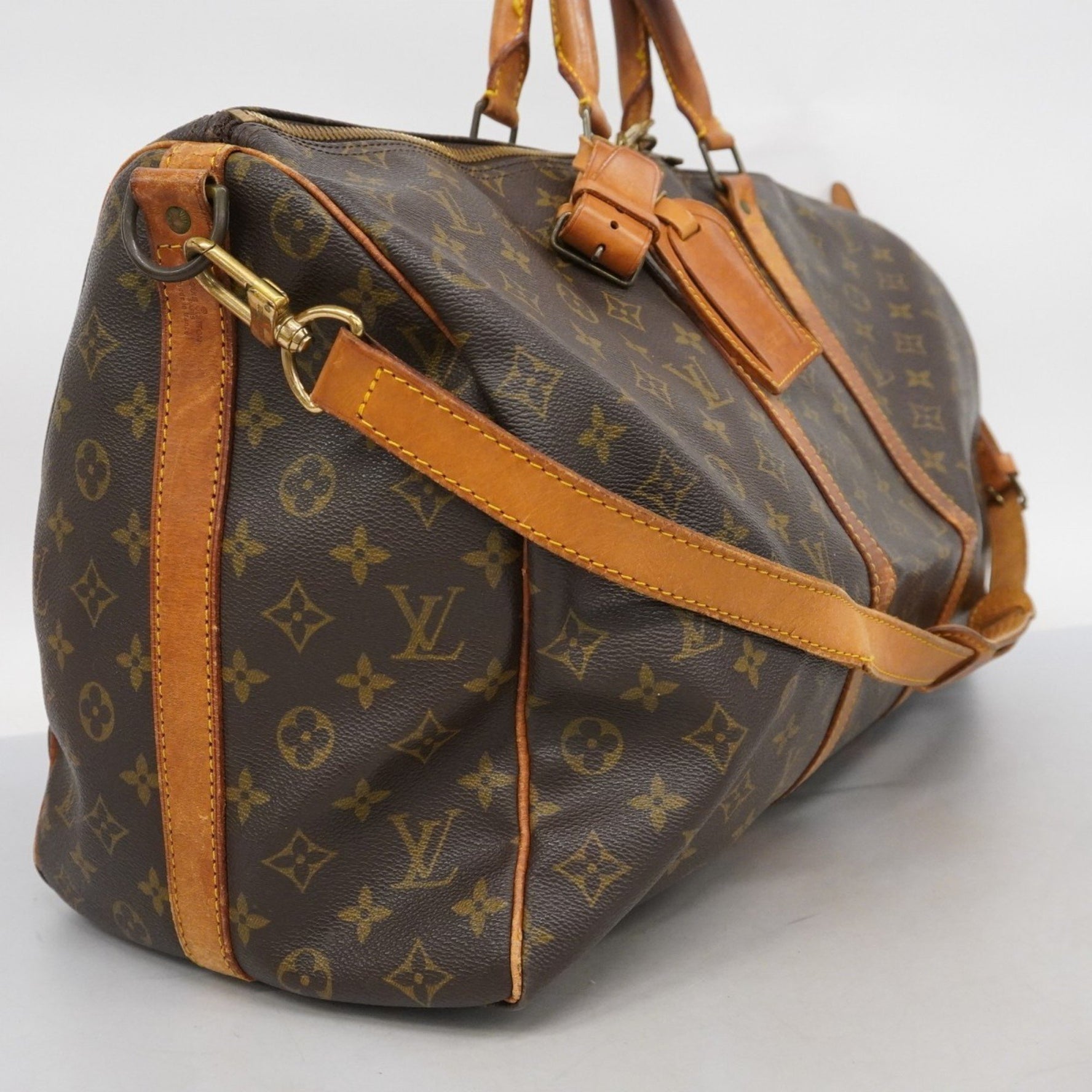 Louis Vuitton Monogram Keepall Bandouliere 50 Boston Bag M41416 Brown Men's and Women's