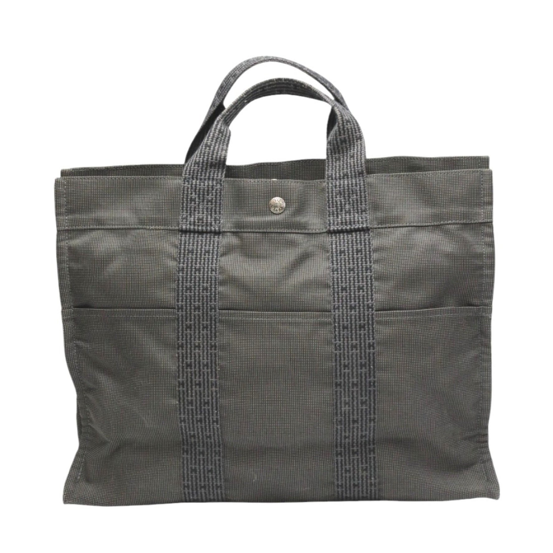 Hermes Tote Bag MM Air Line Canvas Grey
