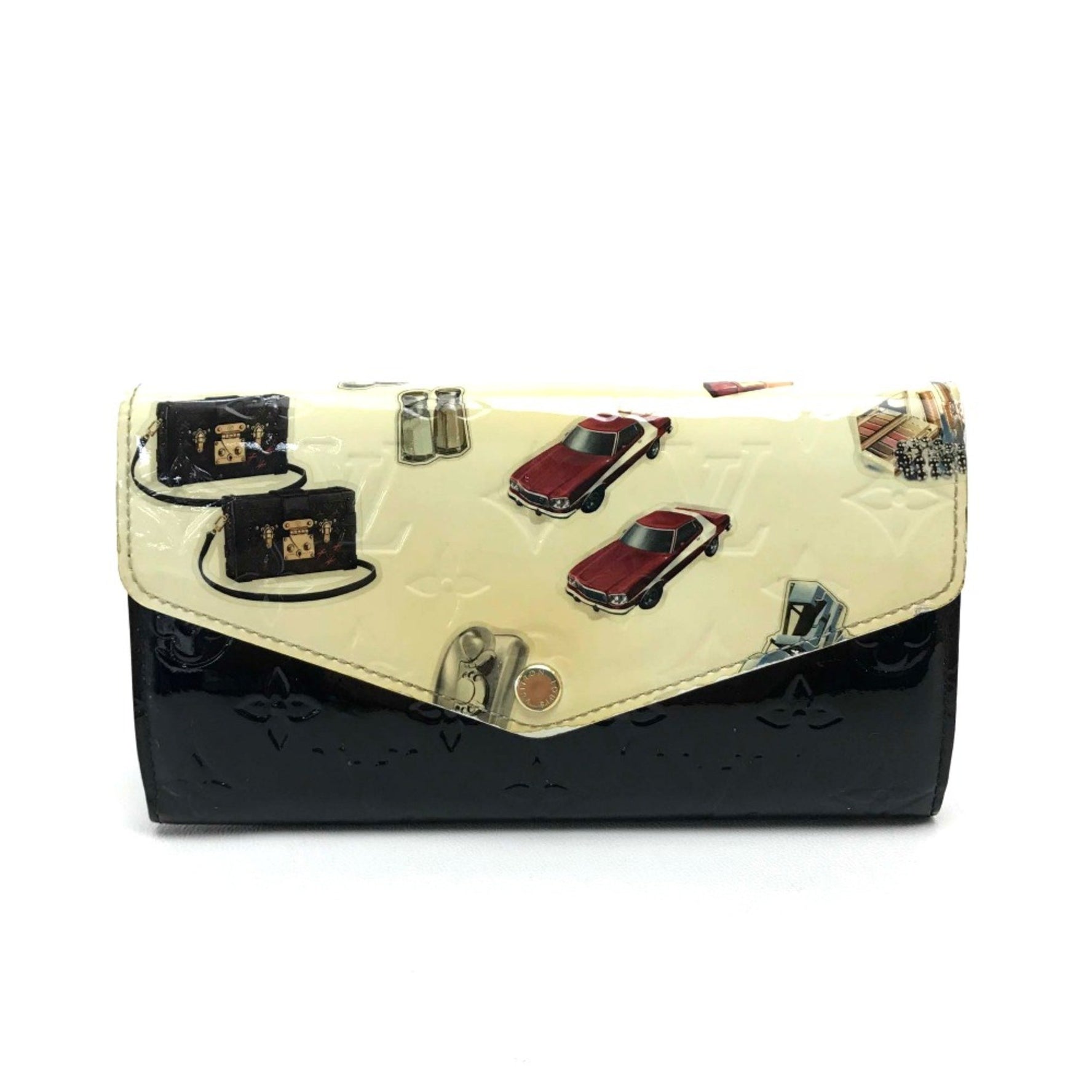 Louis Vuitton Monogram-Vernis Two fold Long Wallet Black