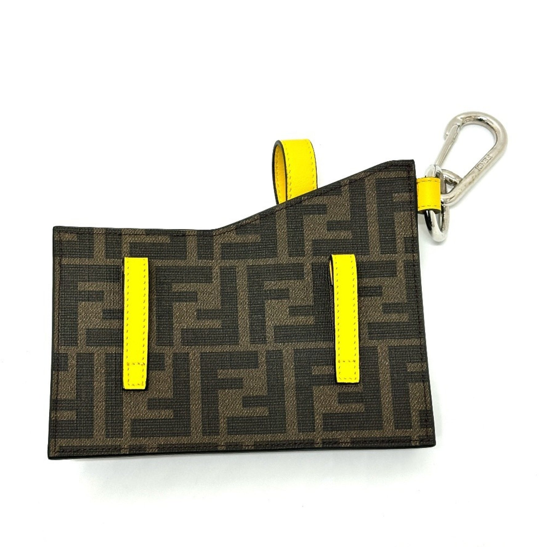 FENDI Zucca Charm Multi-Pouch with Carabiner Bag Leather Brown