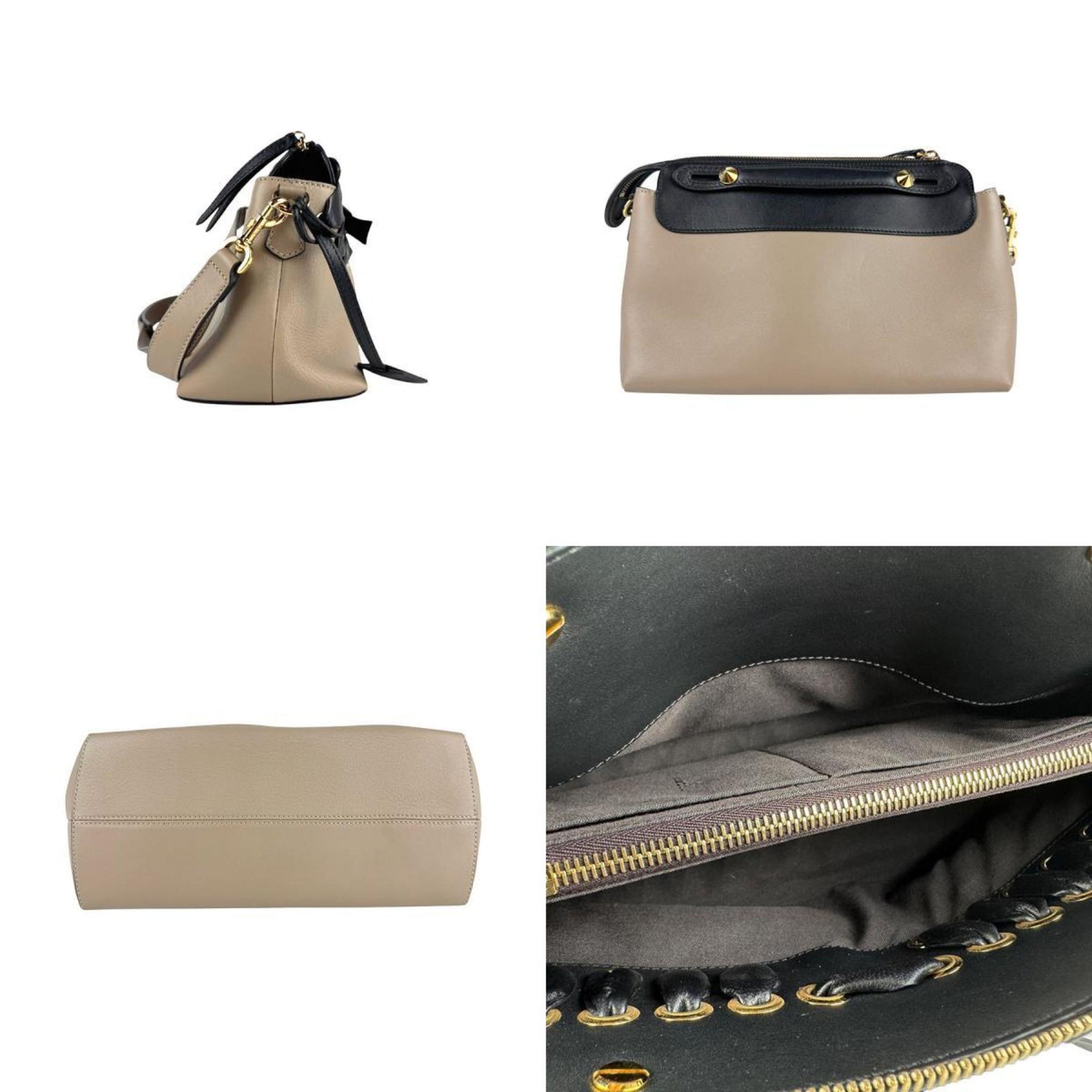 Fendi By the Way Medium Shoulder Bag/Handbag in Beige and Black Leather, Women's, 8BL124 14 z6687