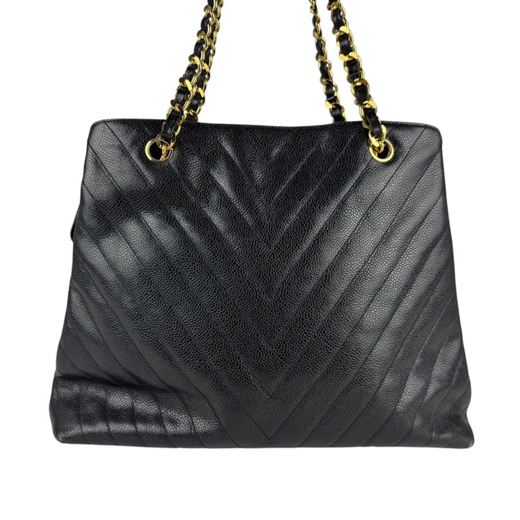 CHANEL Shoulder Bag, V-Stitch, Caviar Leather, Black, Women's, Z6553