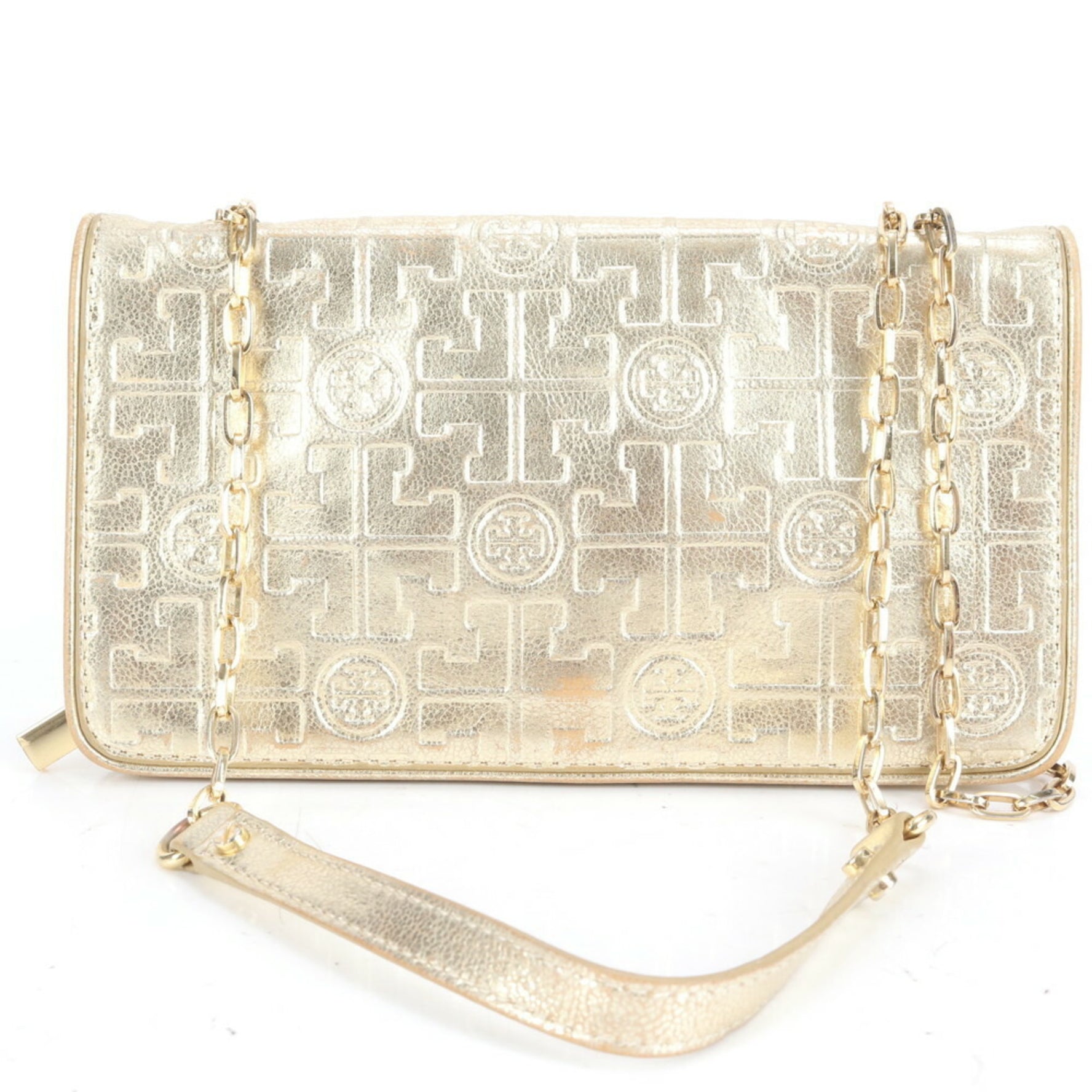 Tory Burch Gold Chain Shoulder Bag Wallet Long Leather Crossbody Handbag Tote Women's