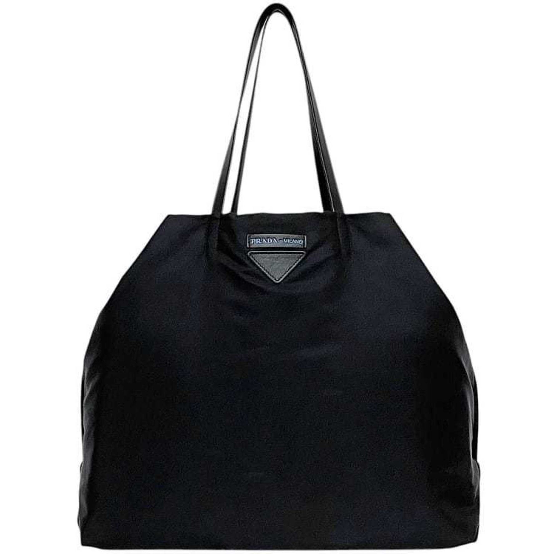 Prada Black NERO Nylon Leather Tote Bag 255 Triangle Men's Material with Plate