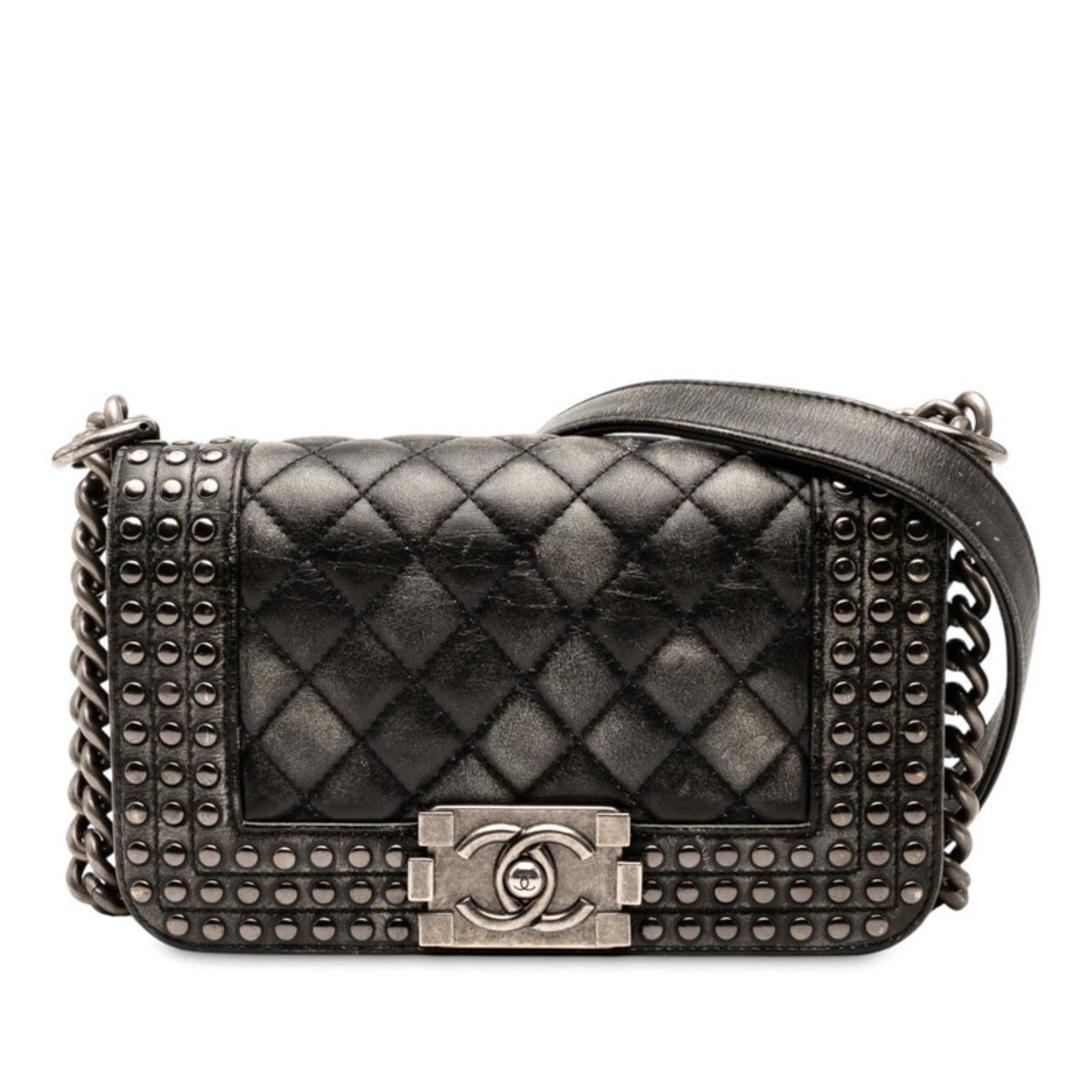 Chanel Coco Mark Stud Boy 20 Crossbody Chain Shoulder Bag in Lambskin