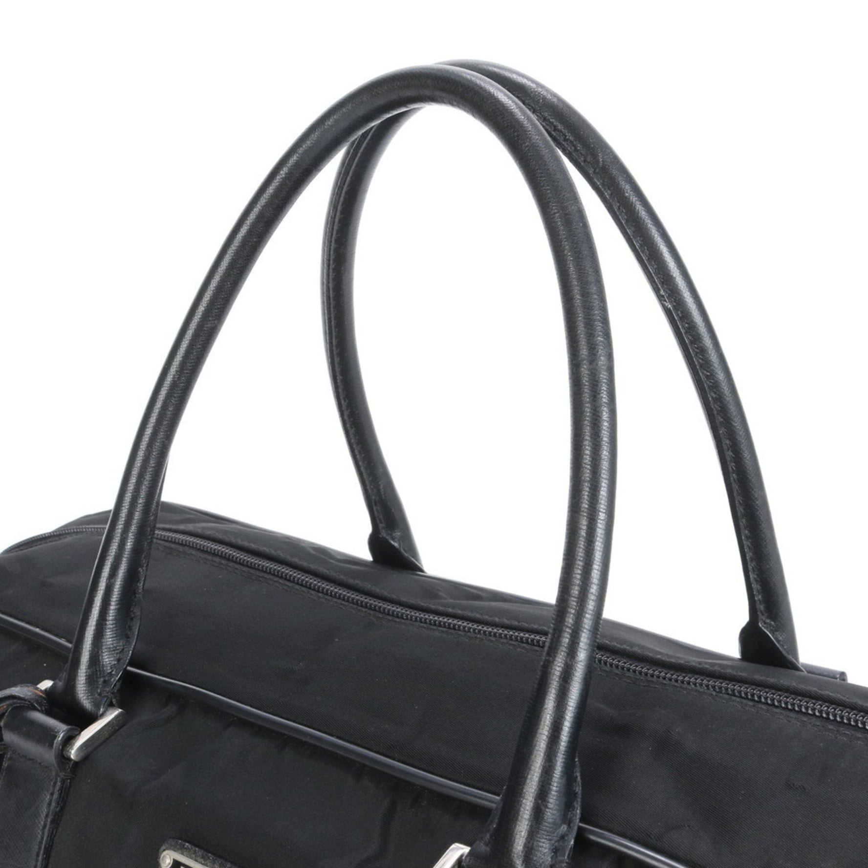 Prada Tessuto nylon triangular logo leather Boston bag tote travel men's