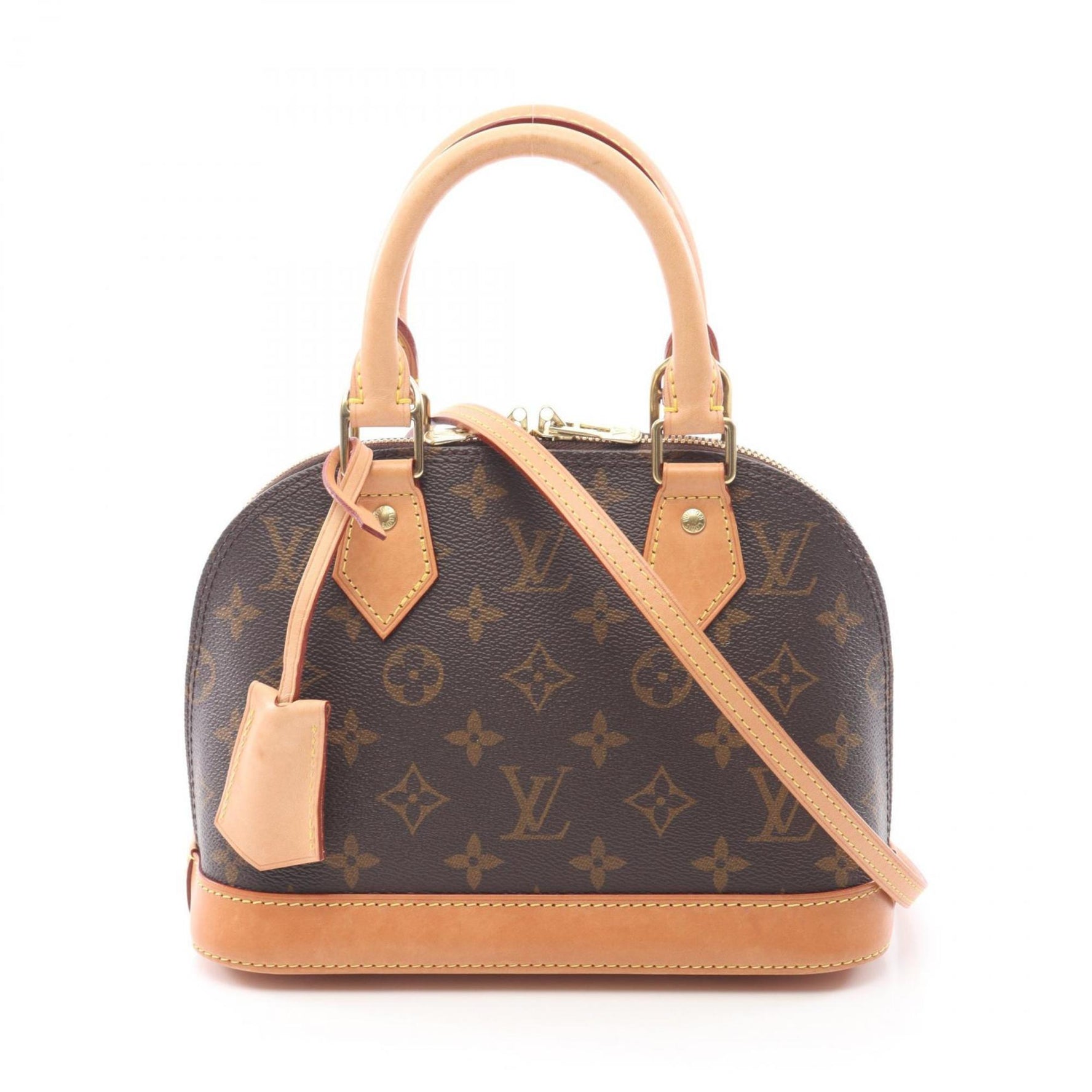 Louis Vuitton Alma BB Handbag Coated Canvas Leather Monogram