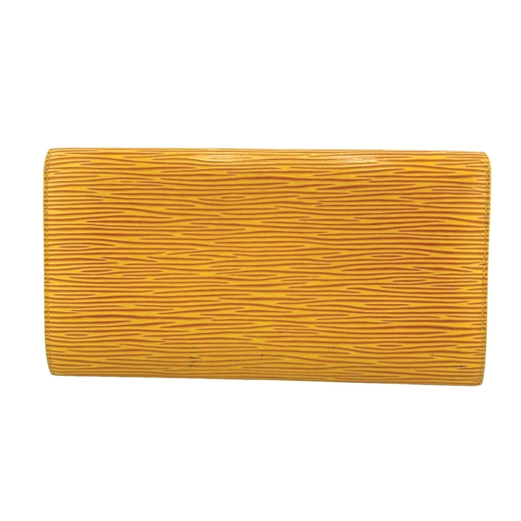 Louis Vuitton LOUIS VUITTON Long Wallet Tri-fold Epi Portemonnay Credit Leather M63579 Yellow LV