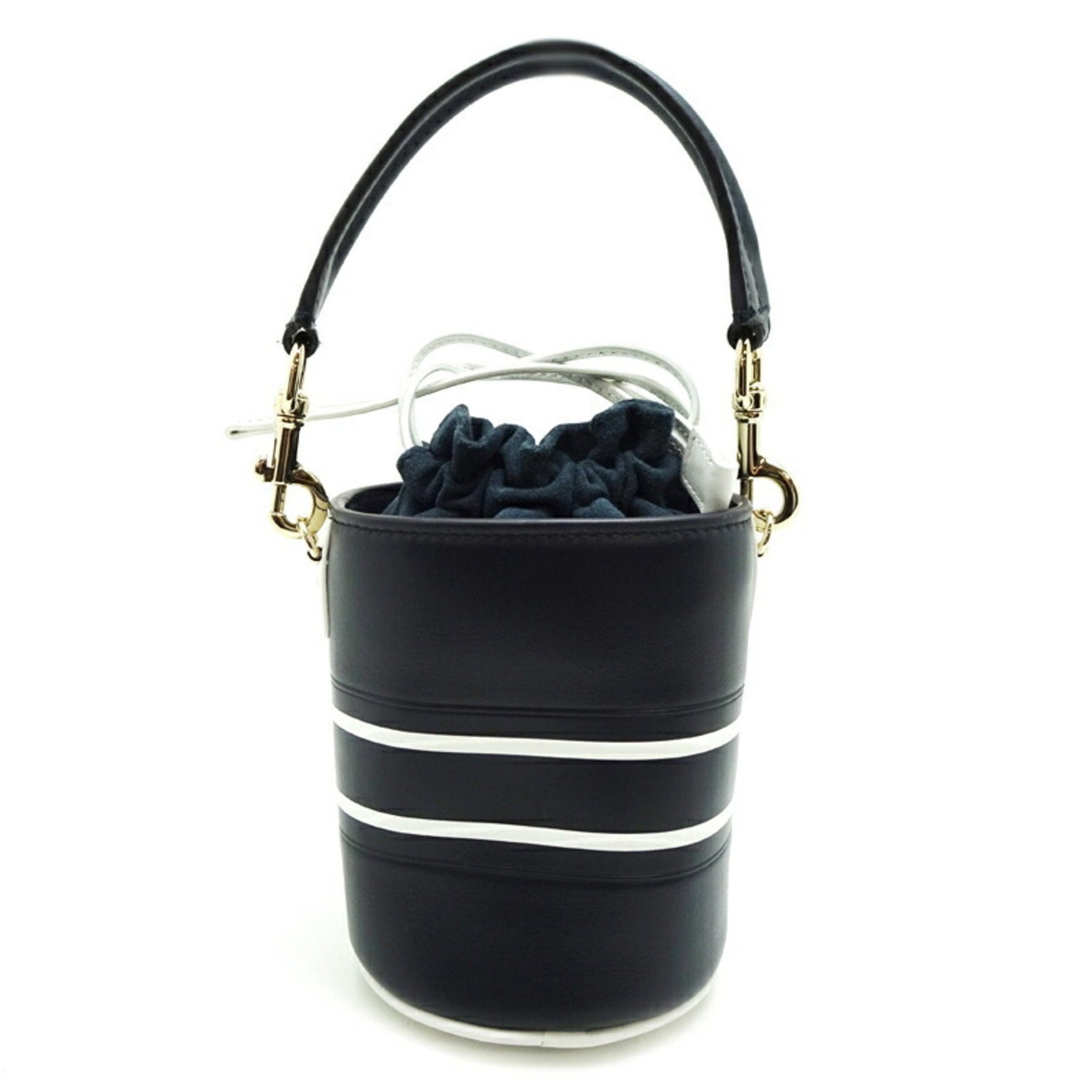 Christian Dior Wave Micro Bucket Shoulder Bag Leather Navy