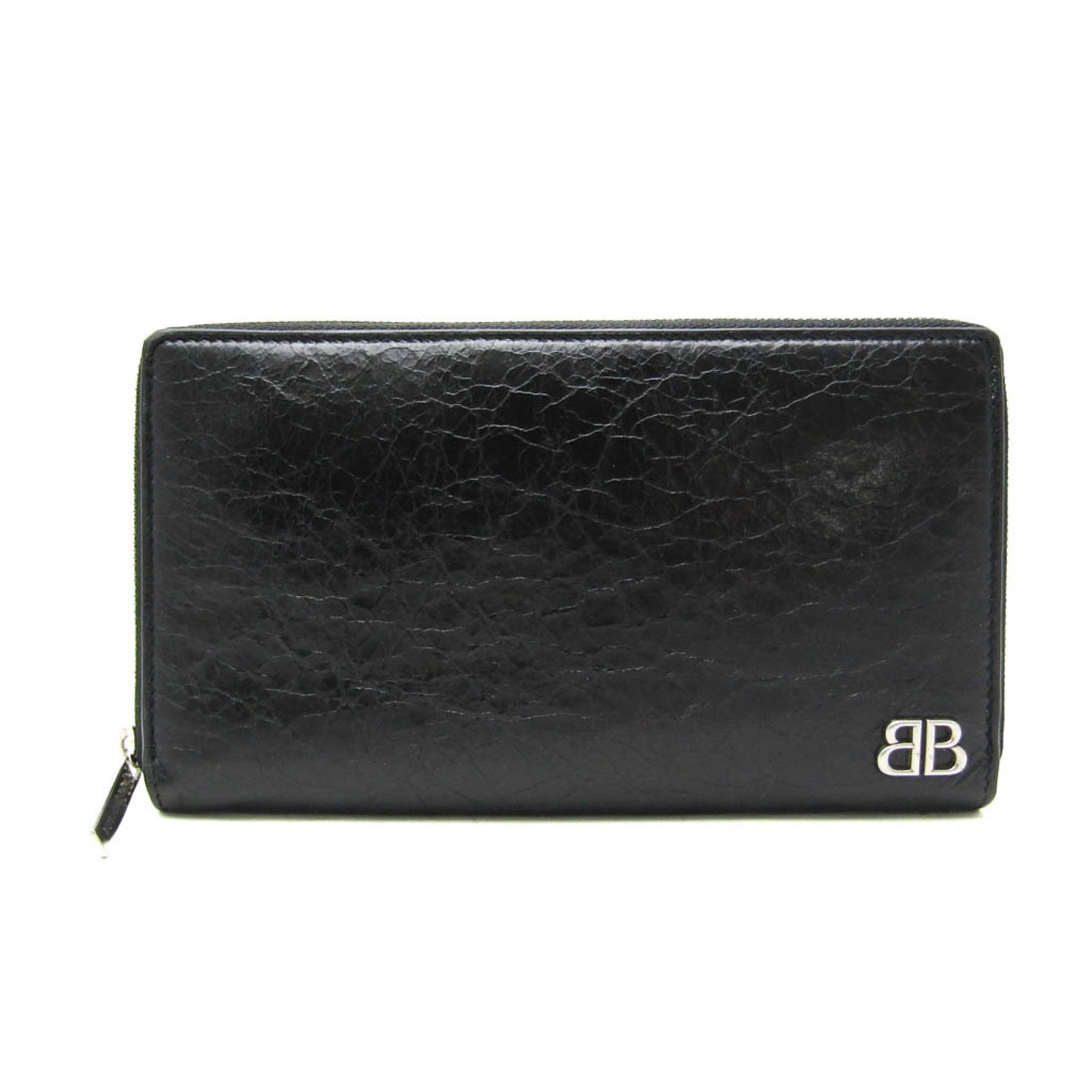 Balenciaga Monaco Continental Wallet Men,Women Leather Long Wallet (bi-fold) Black