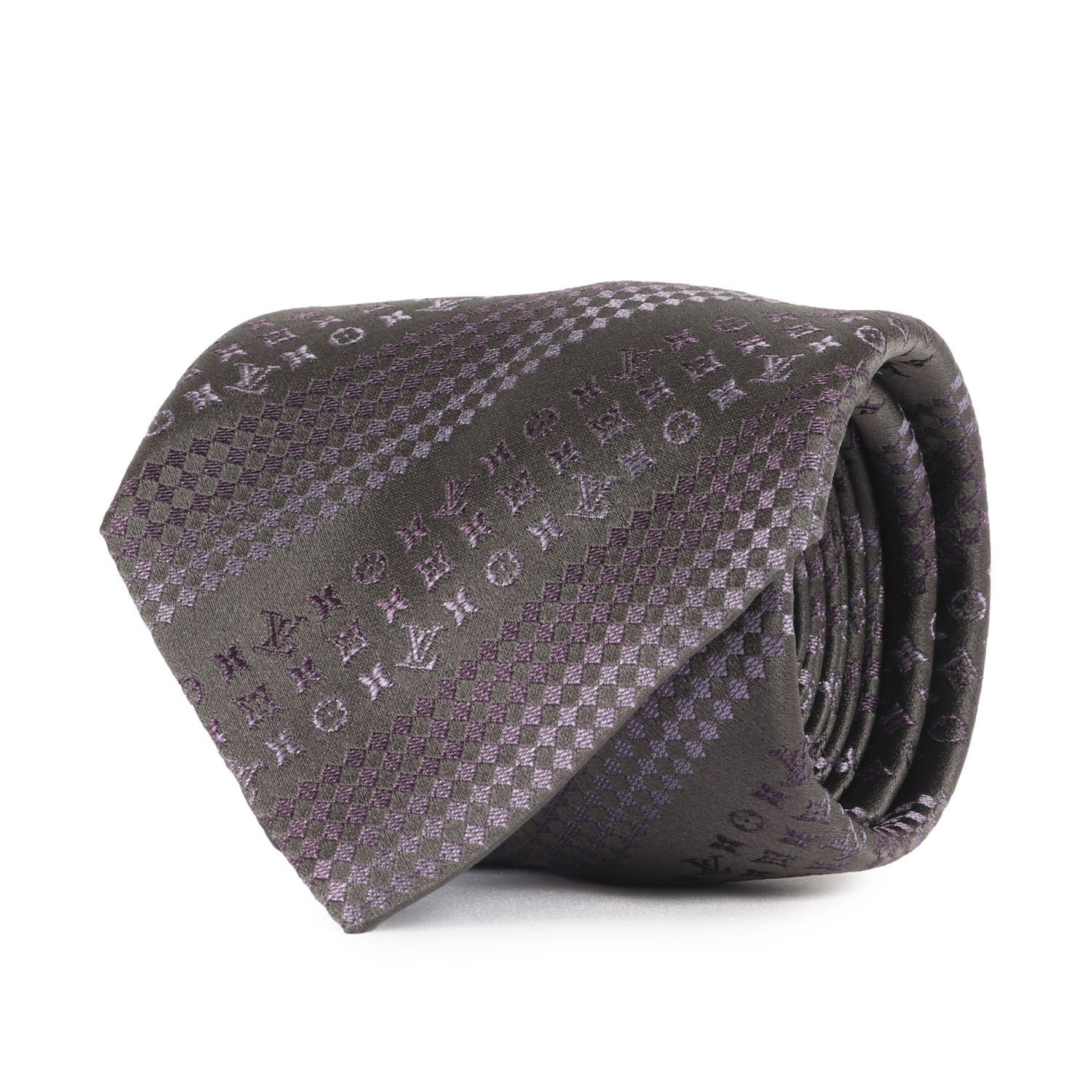 Louis Vuitton Necktie Monogram Silk Charcoal