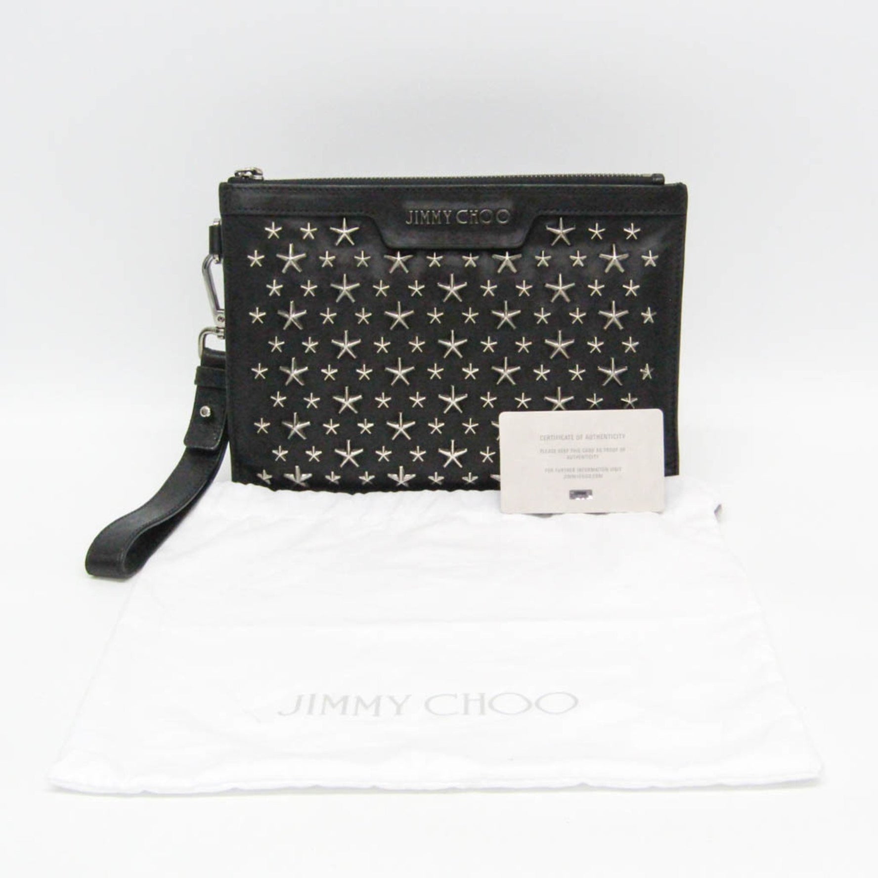 Jimmy Choo DEREK Men,Women Leather Studded Clutch Bag