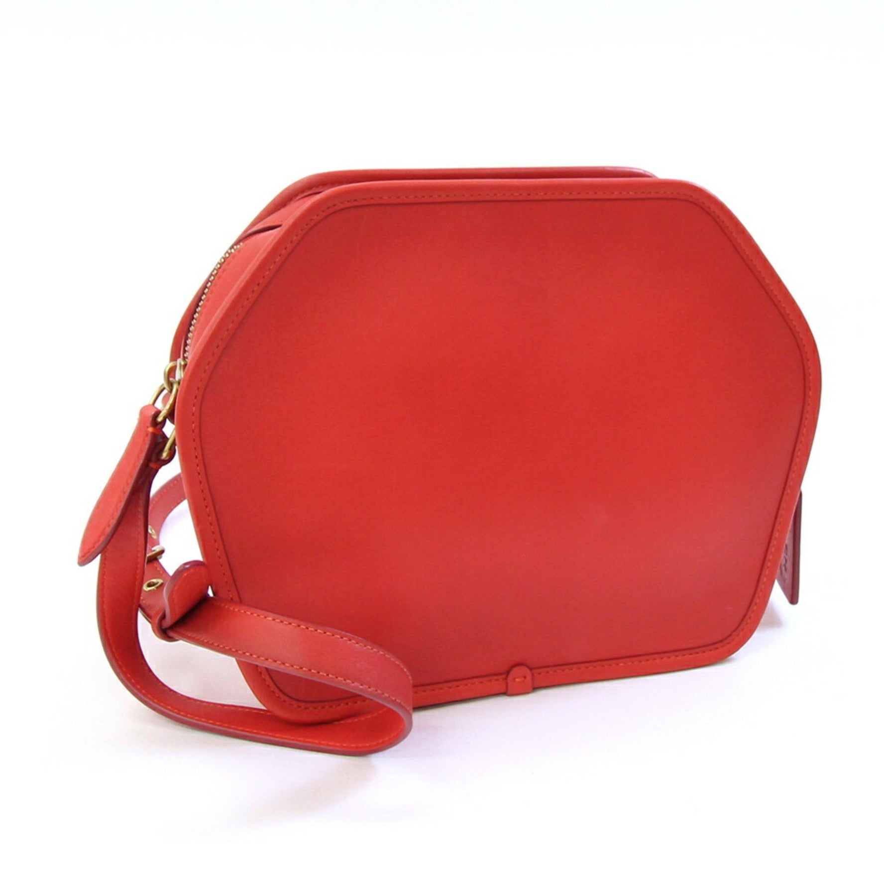 Coach Zip Geometric Shoulder Bag, Size 144, Vermilion Red, Glove-Tanned Leather, Crossbody, All
