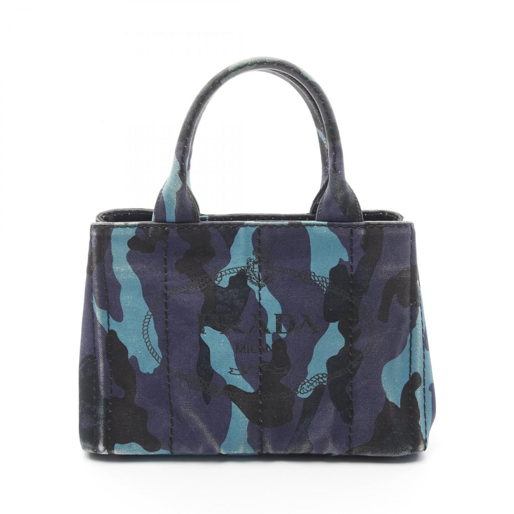 Prada Canapa CAMOUFLA Tote Bag, Canvas, Navy/Multicolor