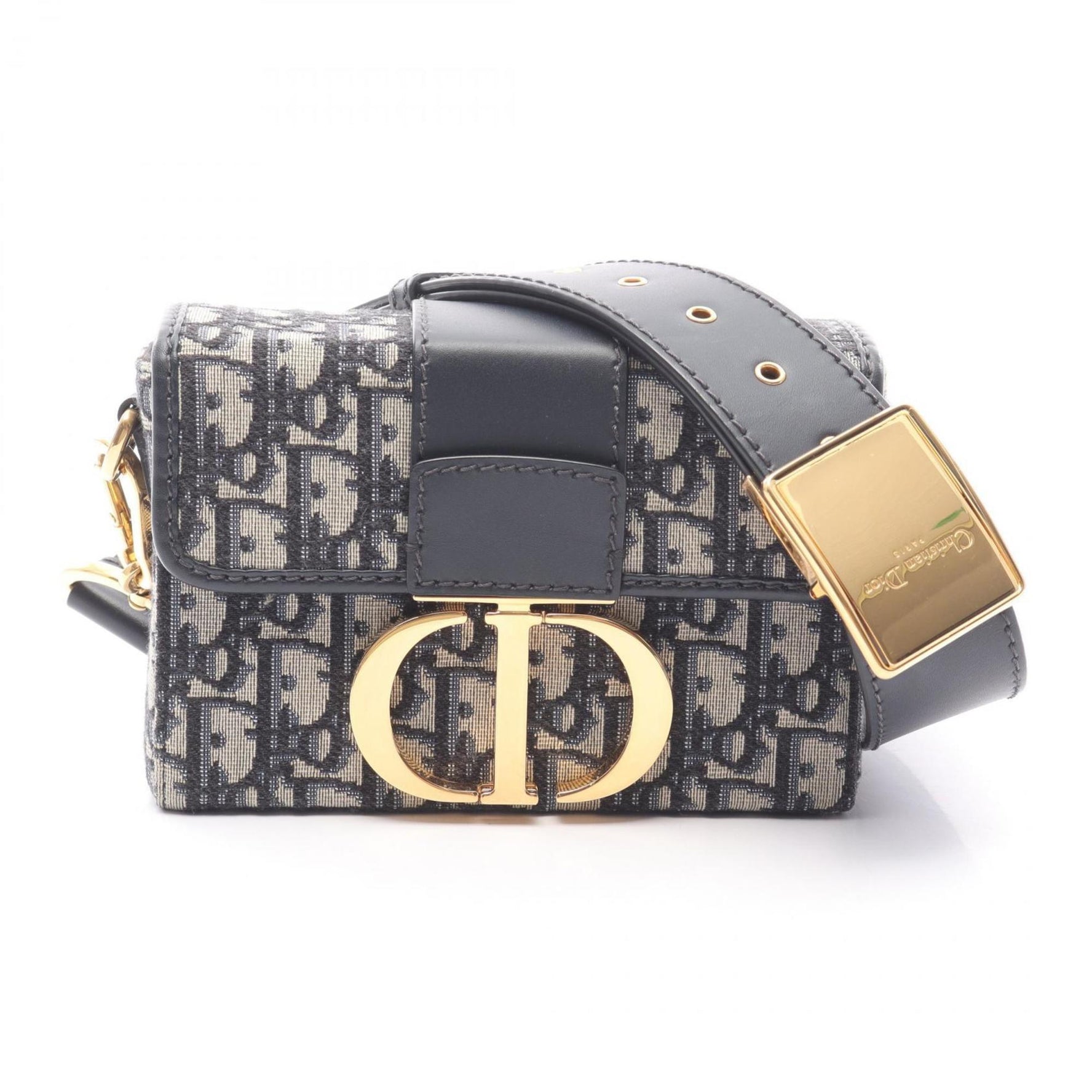 Christian Dior Dior 30 MONTAIGNE Oblique Shoulder Bag, Canvas and Leather, Beige, Navy, Black