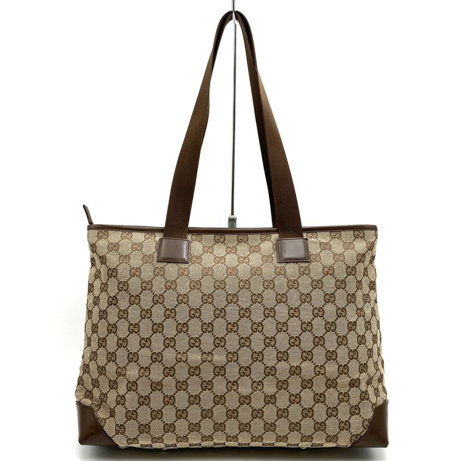 GUCCI 019/0426 Tote Bag/Shoulder Bag in GG Canvas and Leather, Brown, Women's