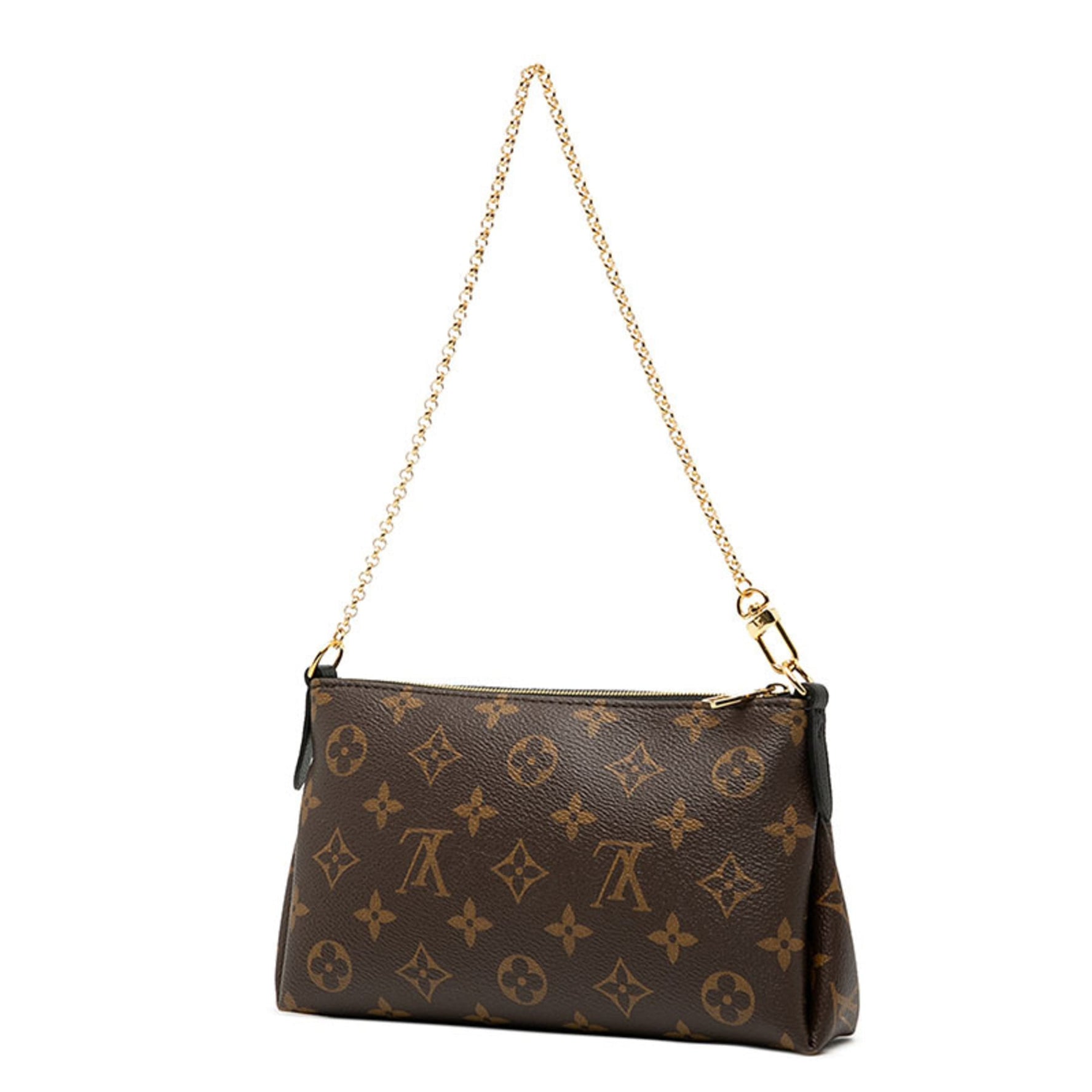 Louis Vuitton Monogram Pallas Clutch Shoulder Bag Brown/Black Leather LOUIS VUITTON