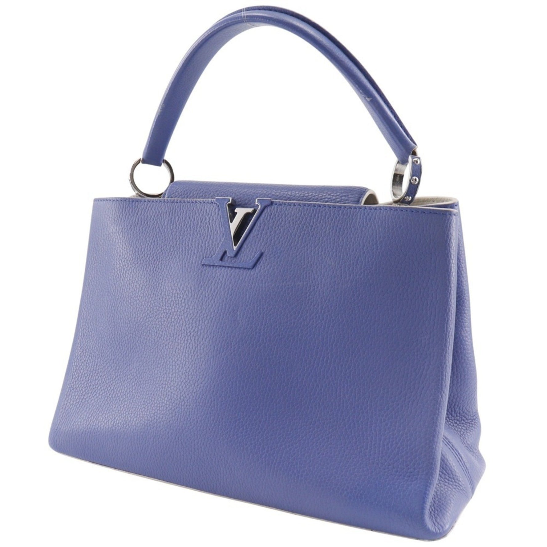 Louis Vuitton Capucines MM Handbag, Parnassus x Taurillon Leather, Made in France, 2015, Blue/White, Flap, CAPCSINE MM