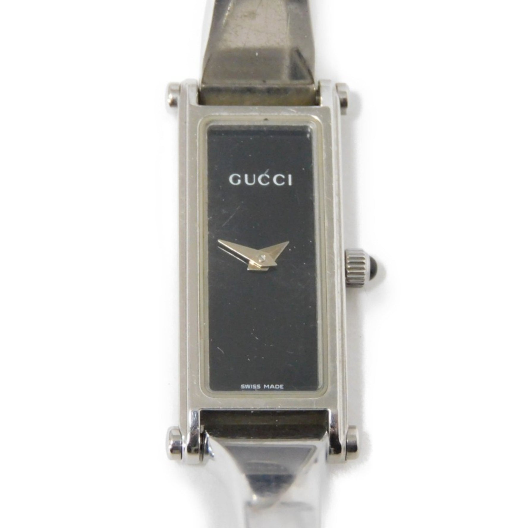 Gucci Bangle Watch Black Dial Quartz SS 1500L Women's