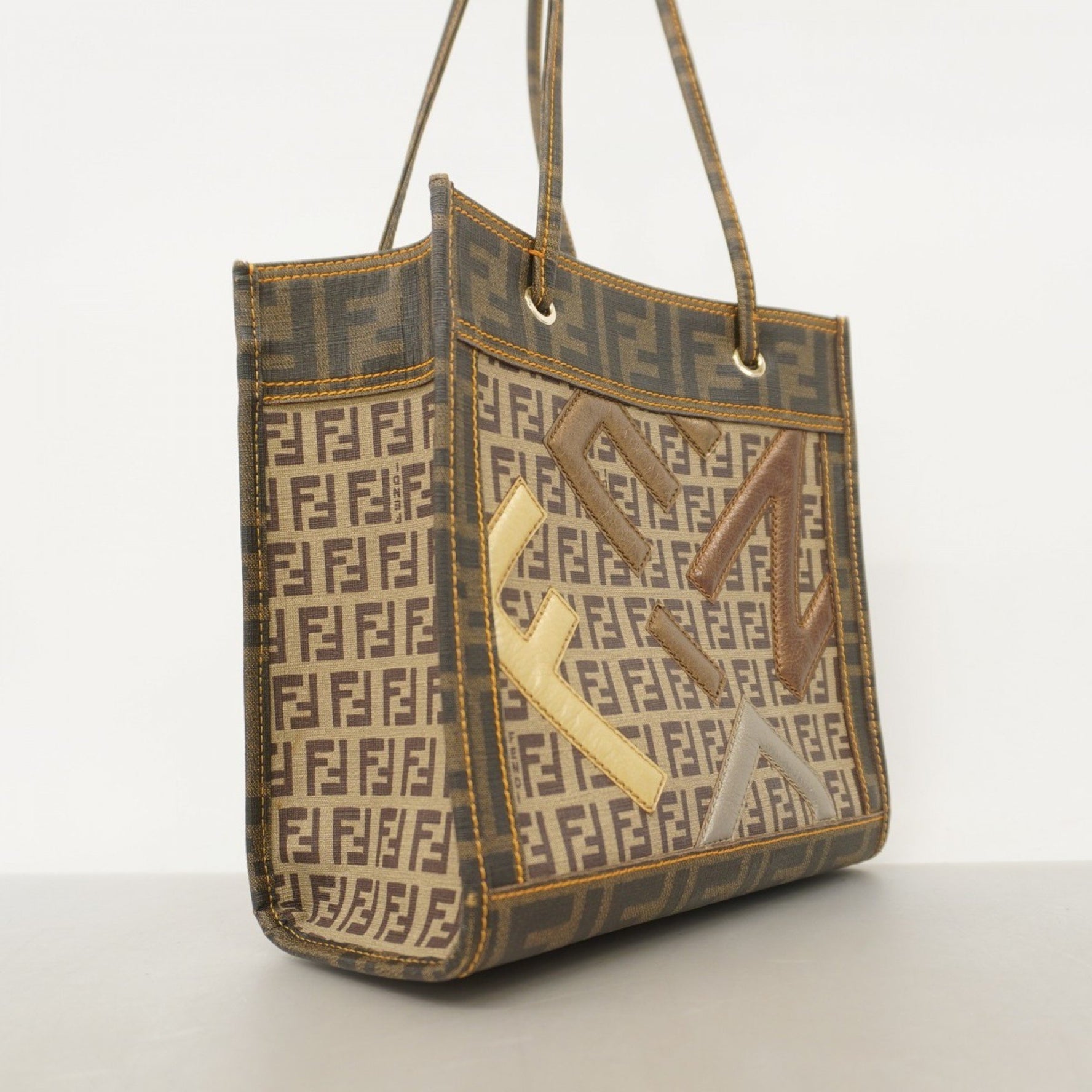 Fendi Zucca Zucchino Shoulder Bag in and Champagne
