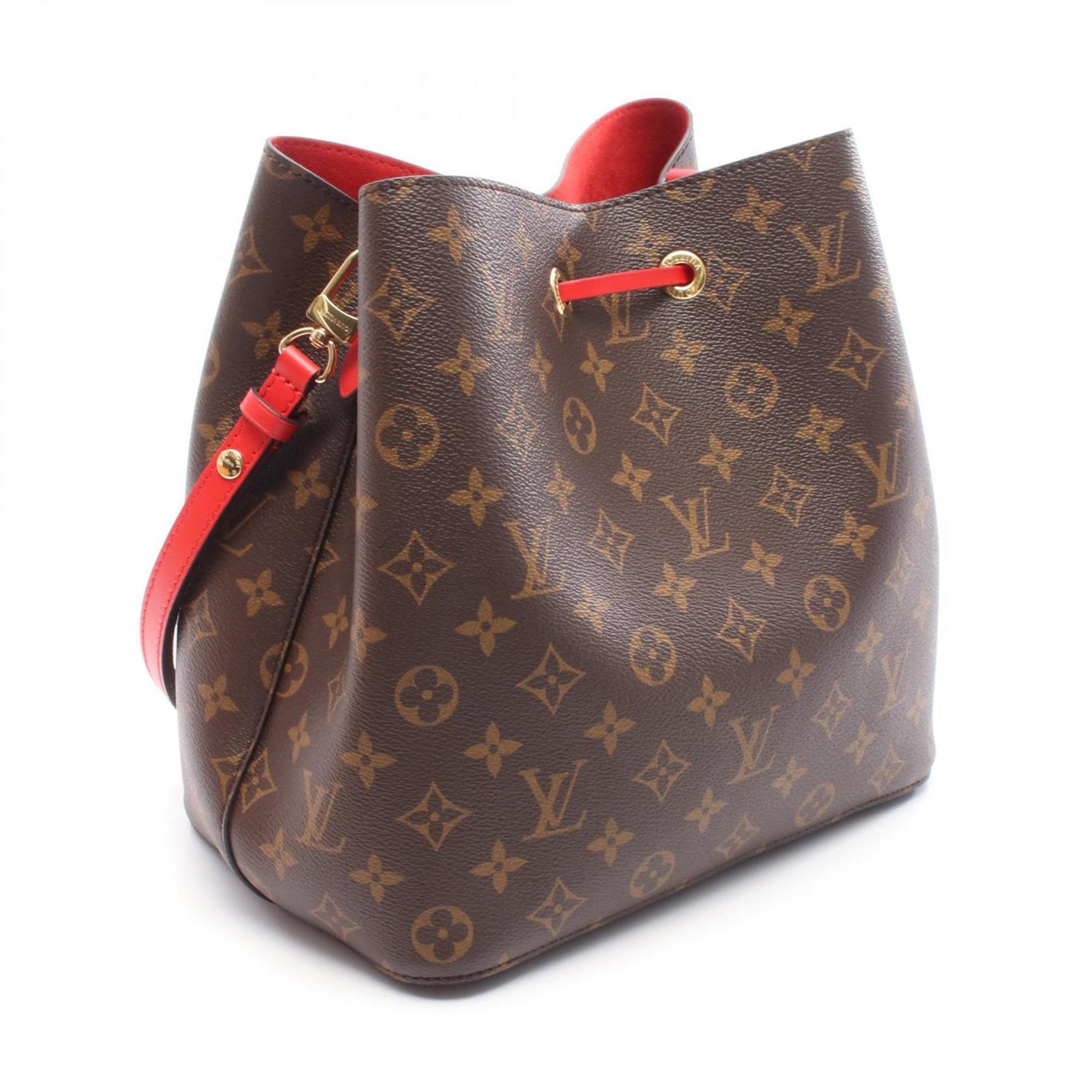 Louis Vuitton NeoNoe Shoulder Bag, Coated Canvas and Leather, Monogram, Brown Red