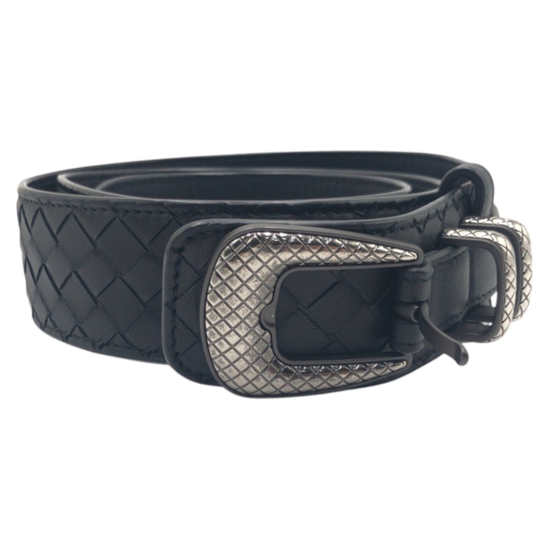 BOTTEGA VENETA Bottega Veneta Intrecciato Black Silver Leather