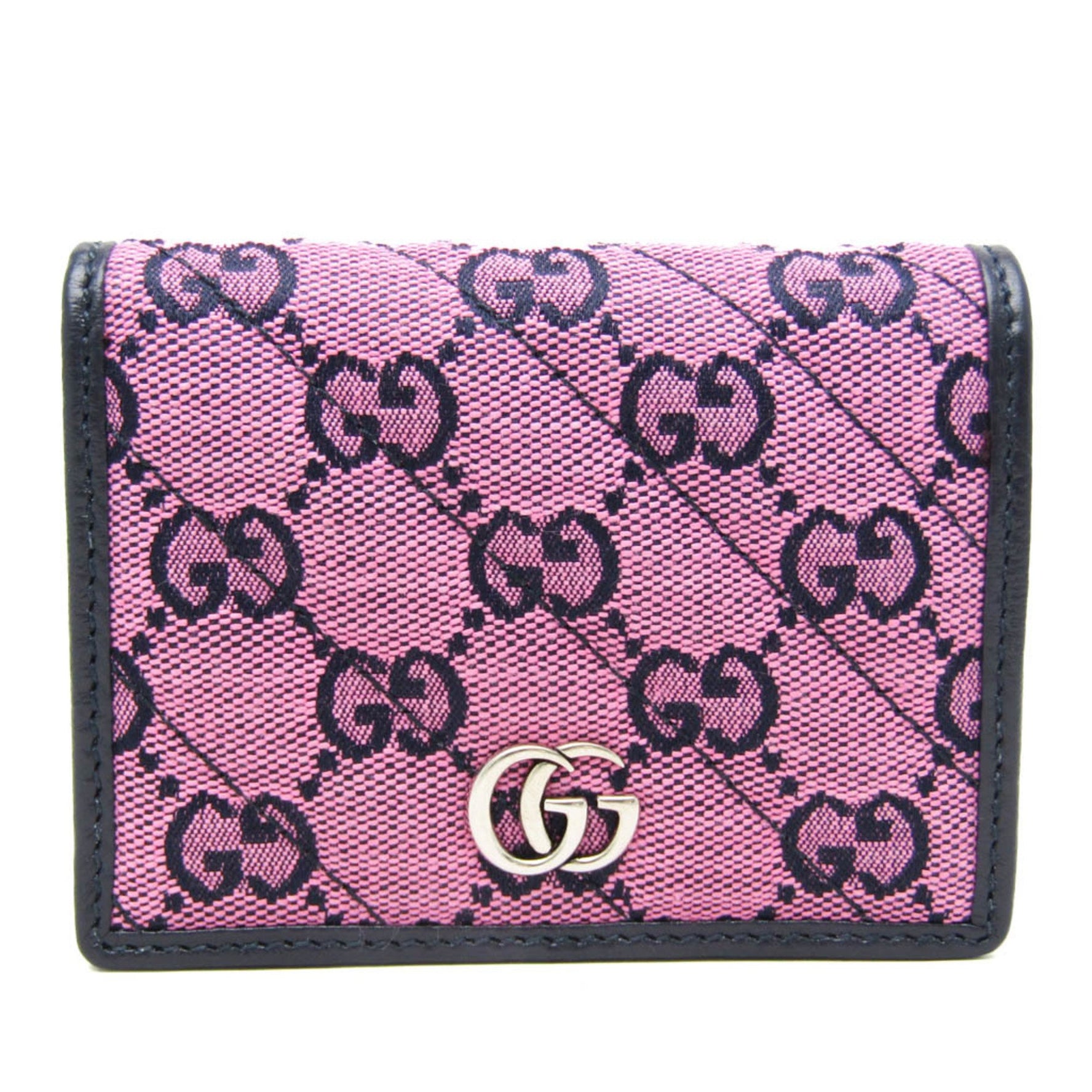 Gucci GG Marmont Women's Leather,Canvas Wallet (bi-fold) Black,Pink