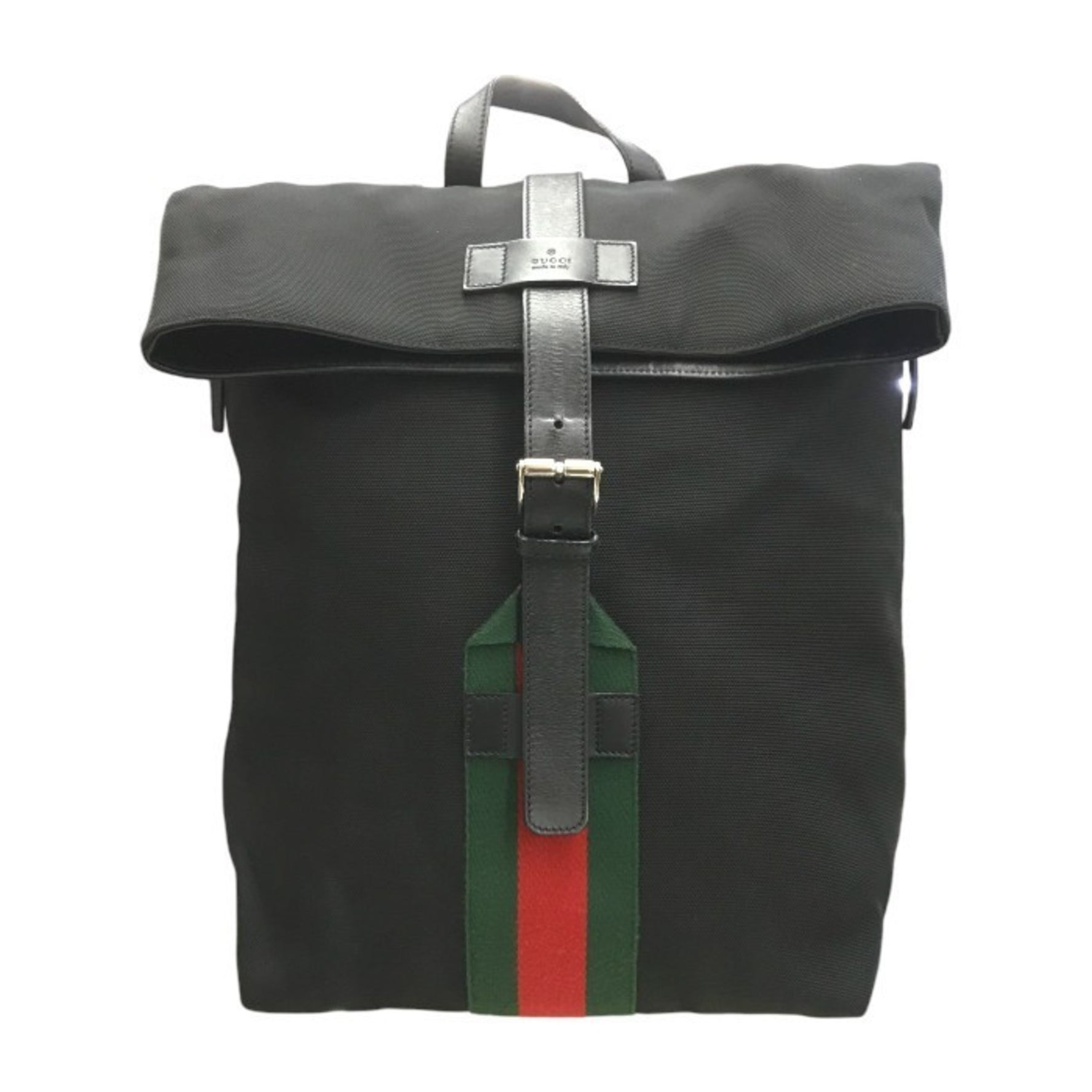 GUCCI Sherry Line Backpack Rucksack Men's Women's Canvas Leather Black T1