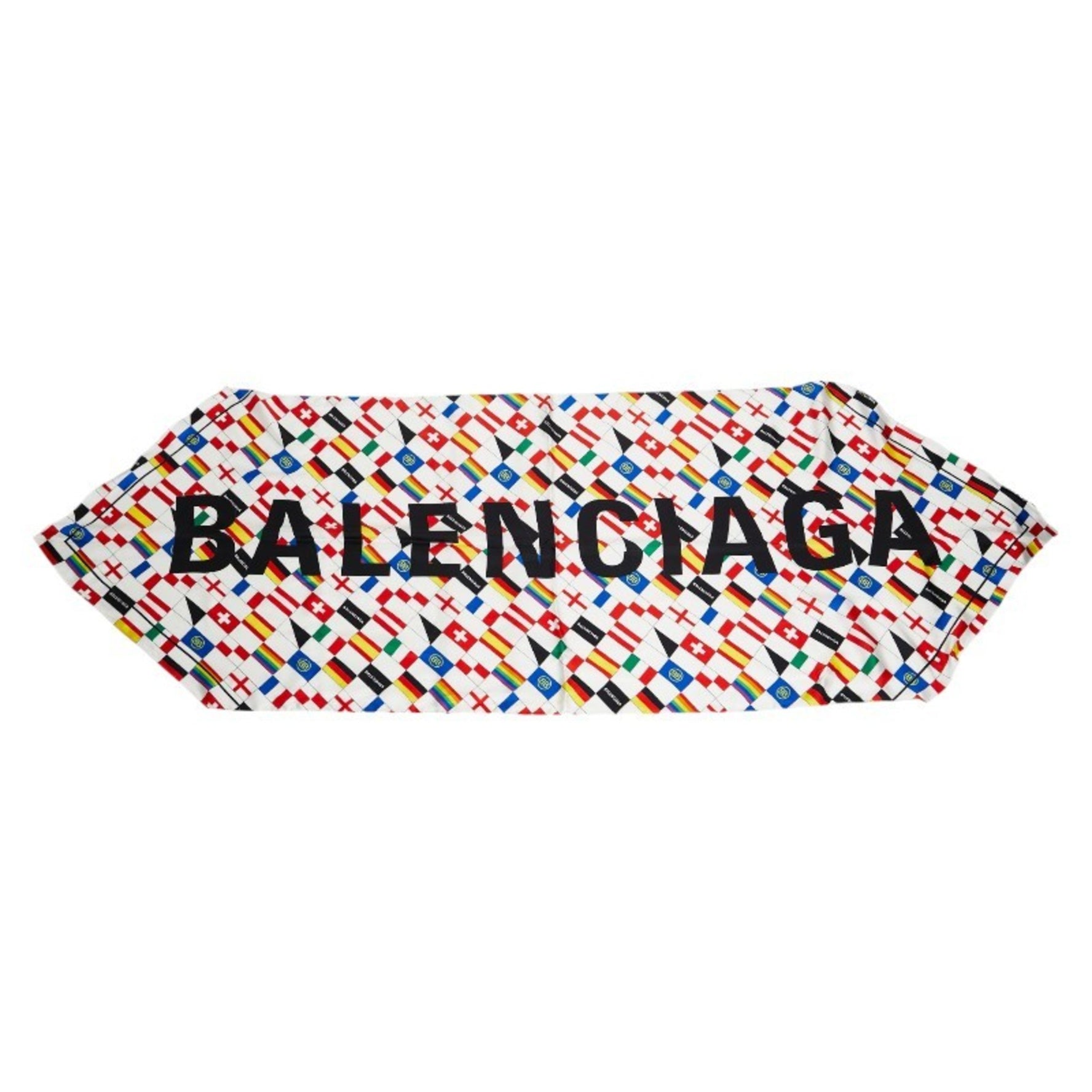 Balenciaga Flag Scarf Muffler White Multicolor Silk