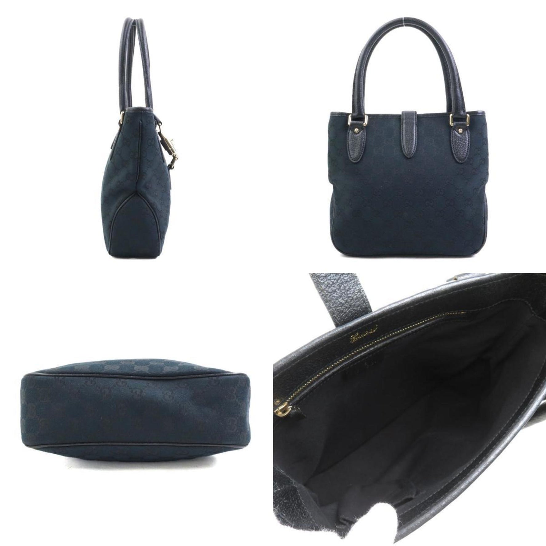 Gucci New Jackie GG Canvas Leather Handbag in and Gold