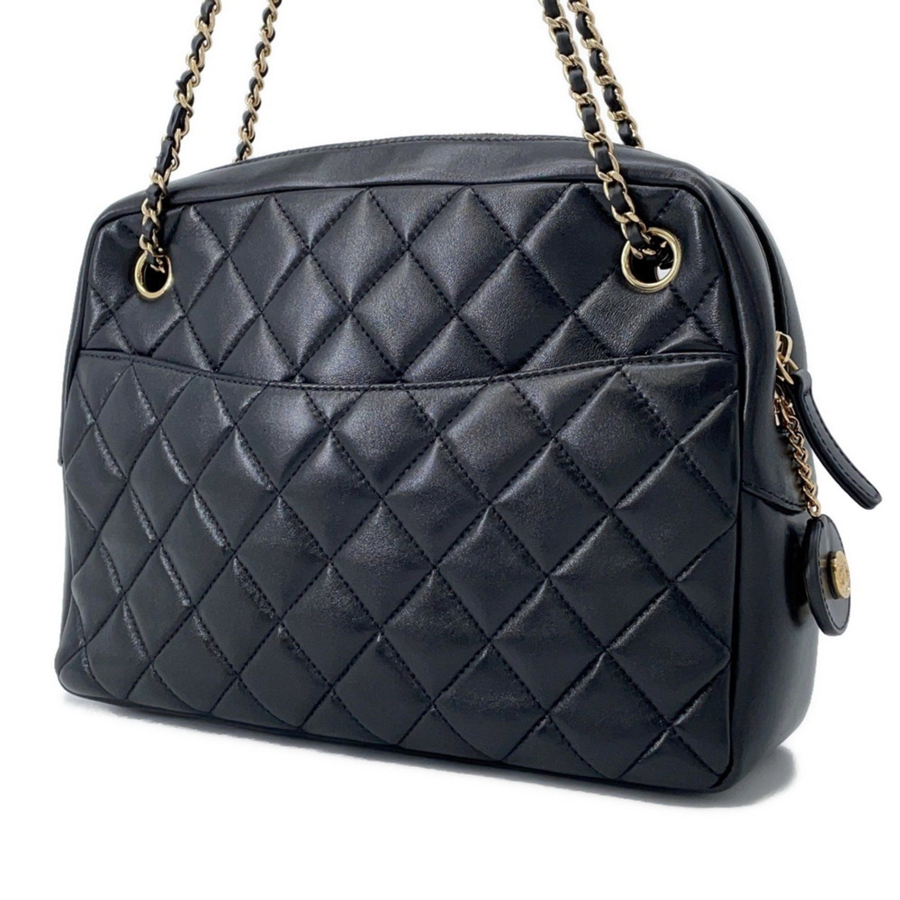 Chanel Chain Shoulder Bag Coco Mark Matelasse Camera Case Lambskin AS5181 CHANEL Black