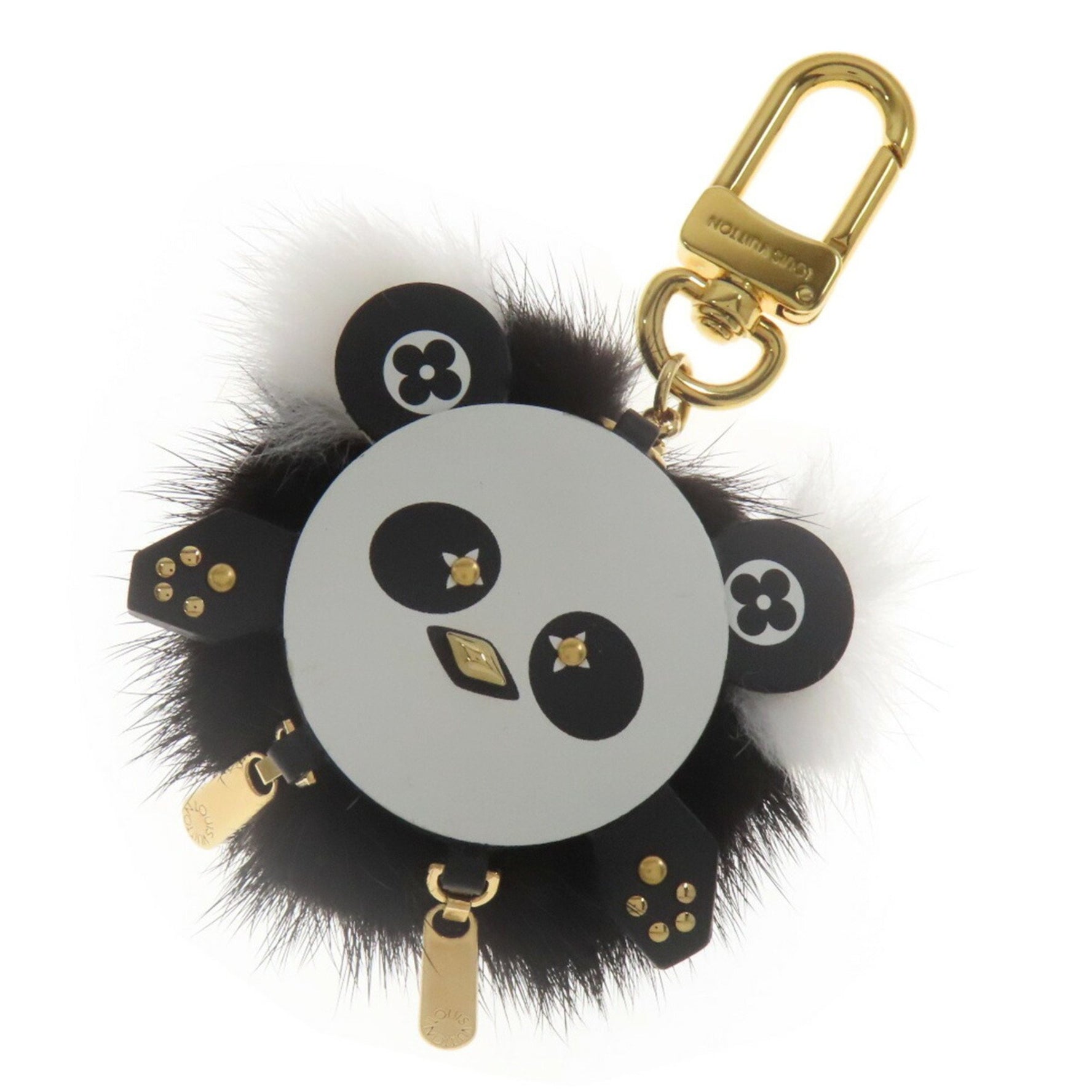 Louis Vuitton Jeweled Sack Fur Wild Panda Keychain Mink