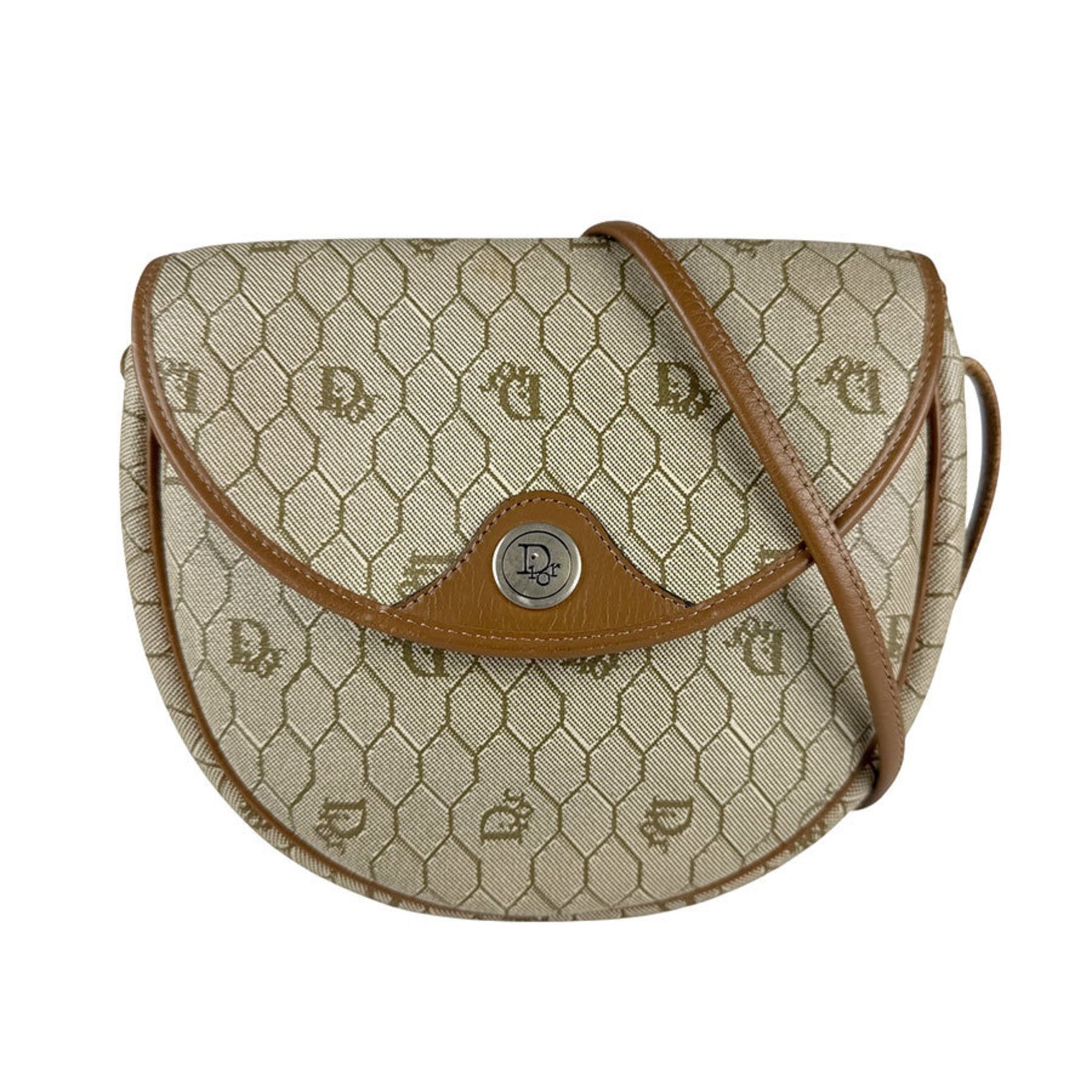 Christian Dior Leather Shoulder Bag in Beige and Brown