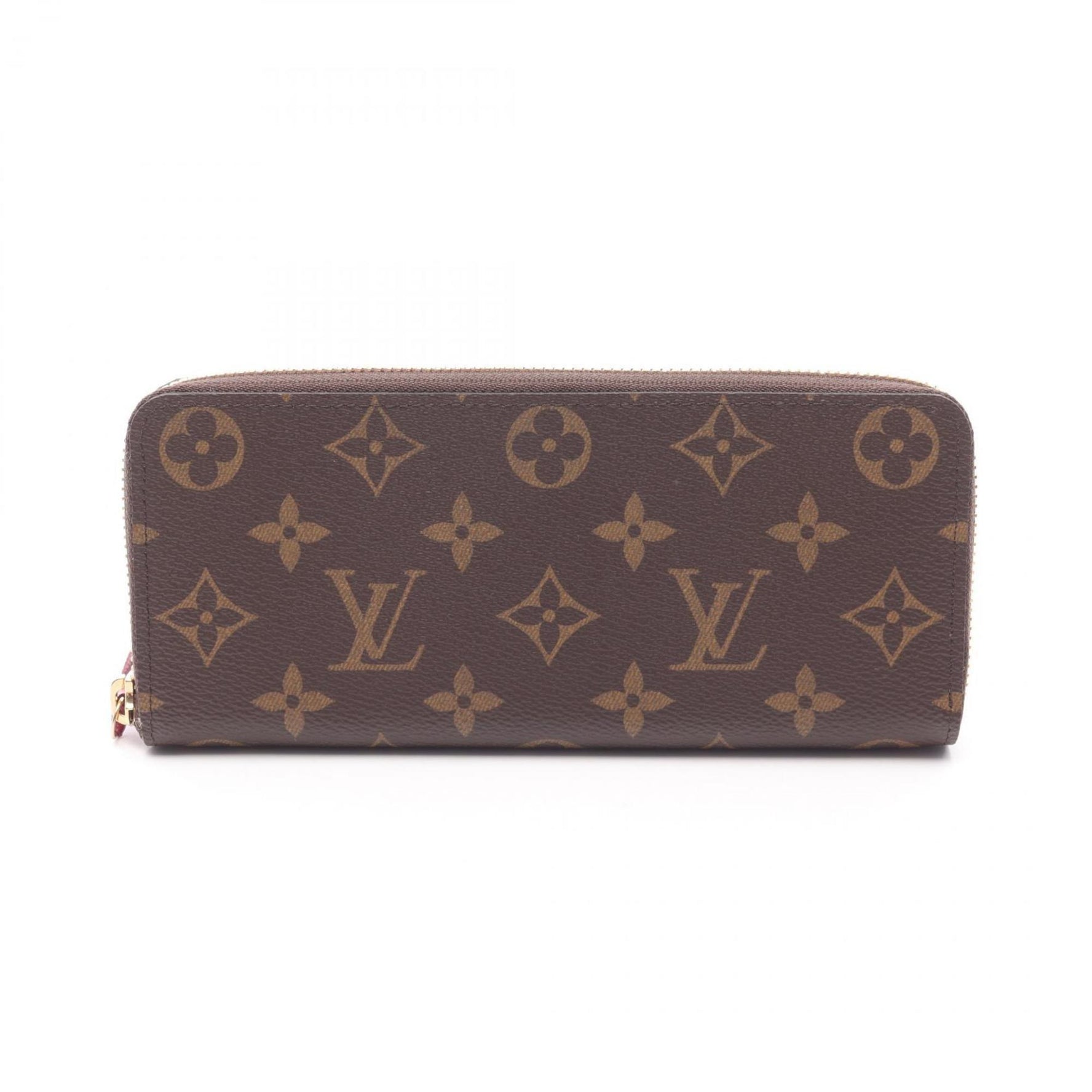 Louis Vuitton Portefeuille Clemence Round Long Wallet, Leather, Monogram, Brown and Pink