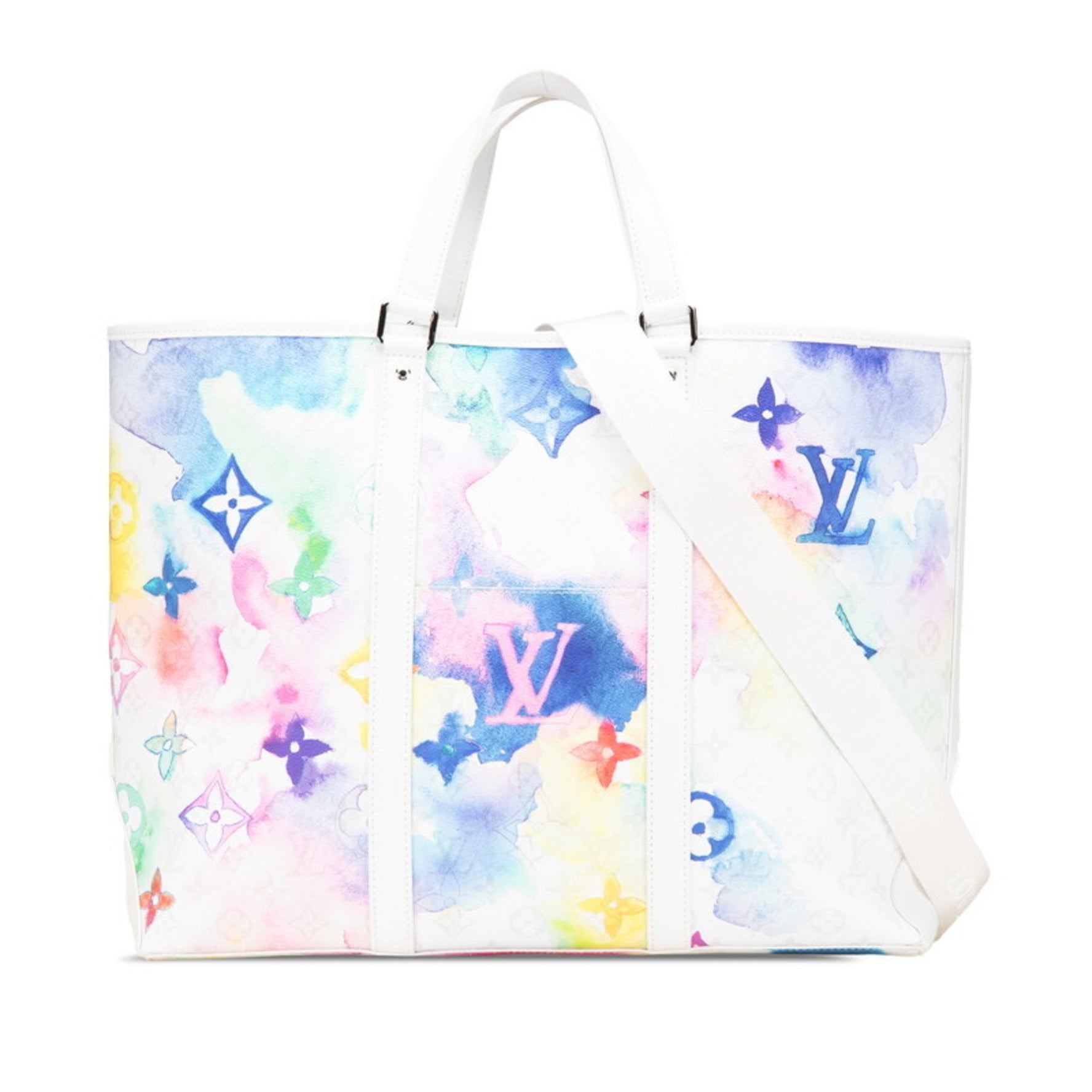 Louis Vuitton Watercolor Monogram Weekend Tote GM Bag/Shoulder Bag, White/Multicolor Leather