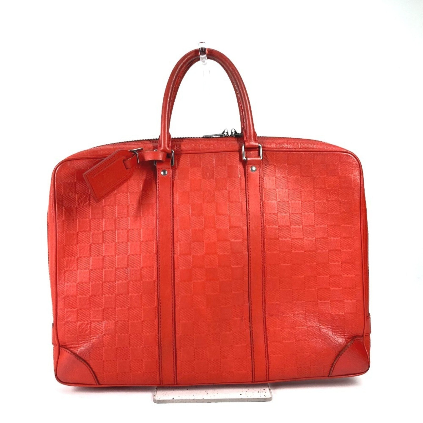 LOUIS VUITTON N41143 Damier Infini Porte-Document Voyage PDV Tote Bag, Handbag, Business Leather, Men's, Red