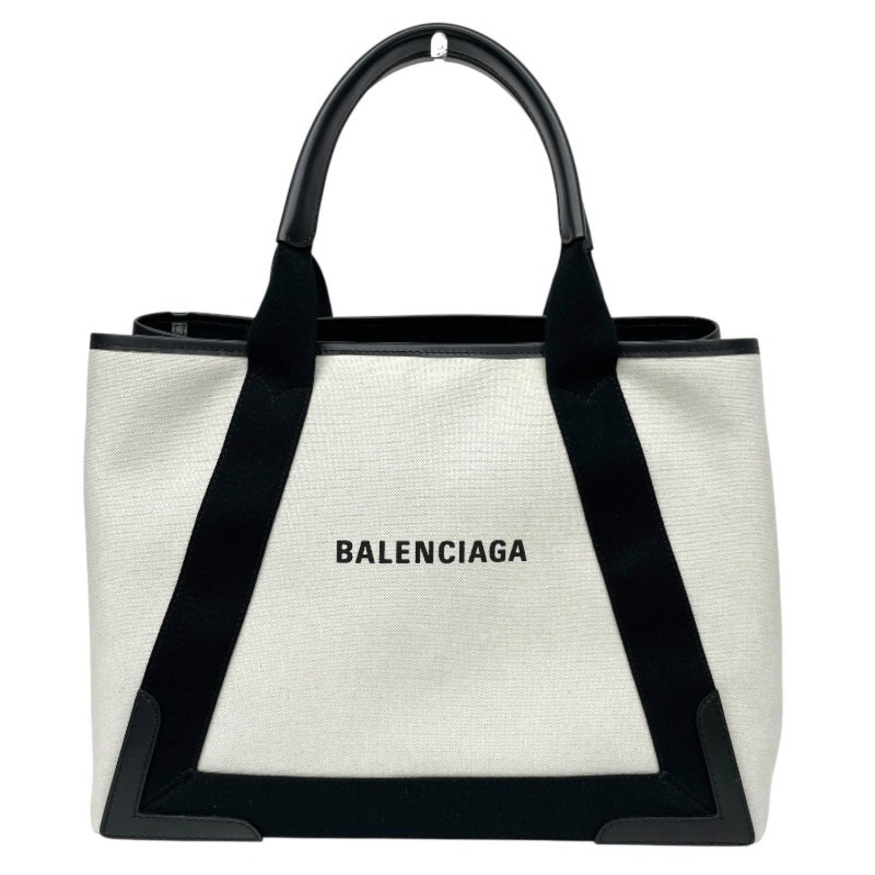 BALENCIAGA Navy Cabas M Handbag, Leather, Women's, Pouch, Tote, Canvas