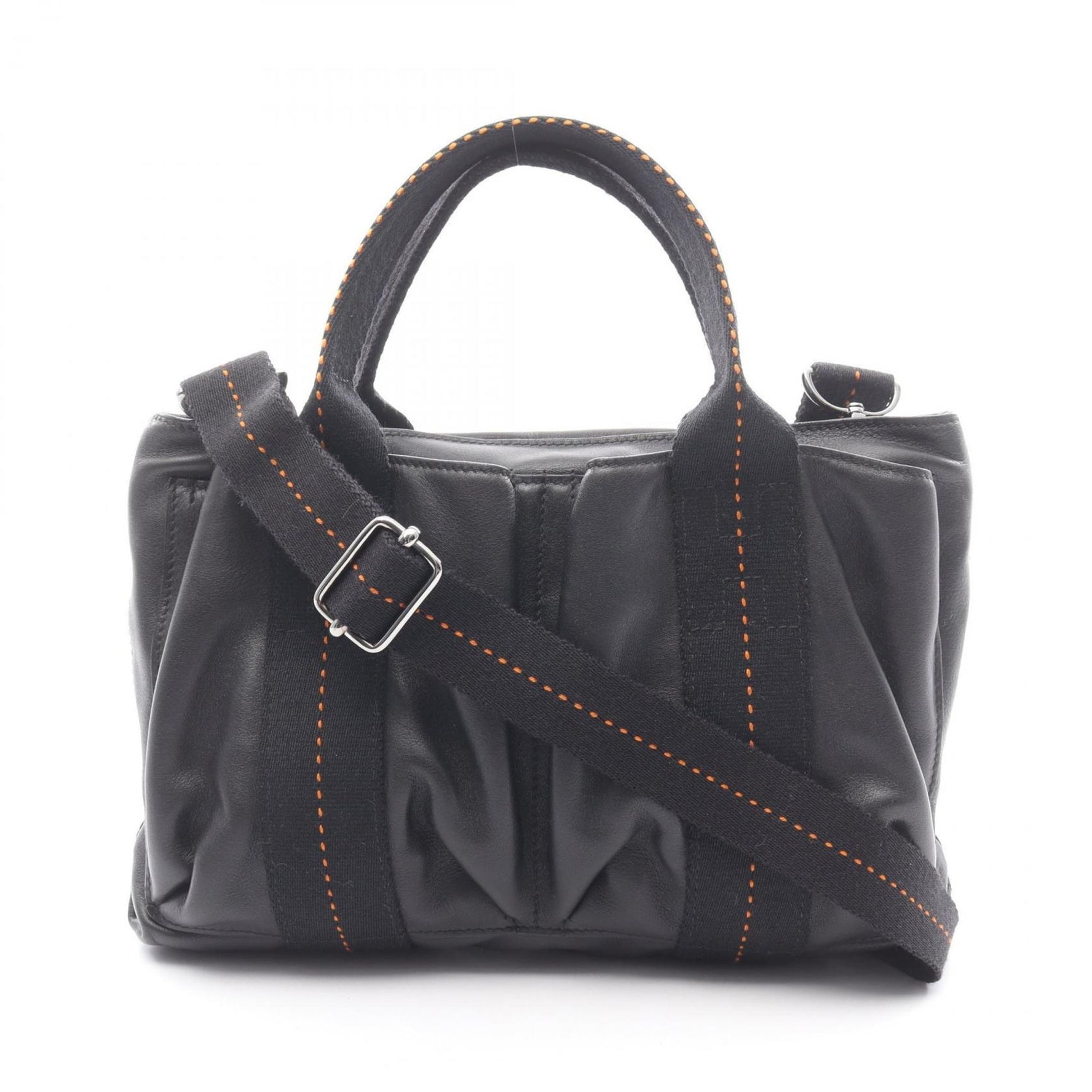 Hermes Hermès Caravan Horizontal PM Handbag, Leather, Veau-Derma, Black, Orange