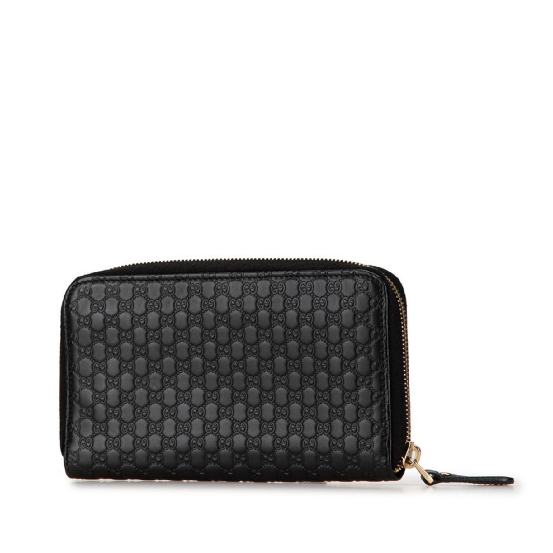 Gucci Micro Guccissima Round Long Wallet Black Leather Women's GUCCI