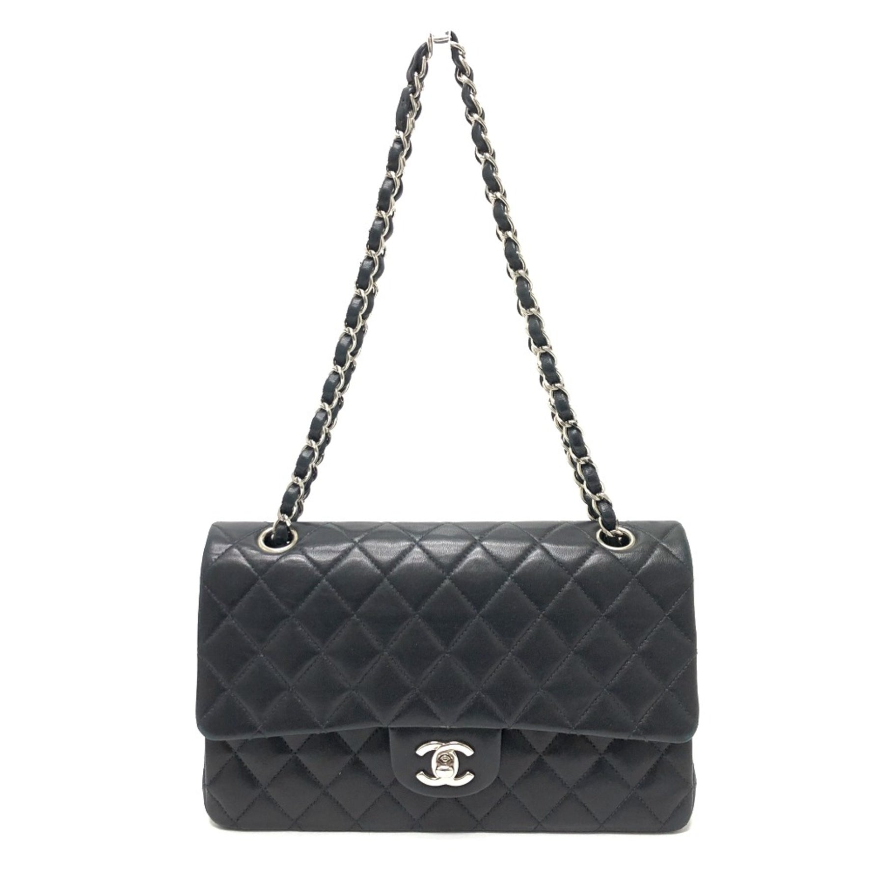 Chanel Double Chain W flap Shoulder Bag SVHardware Wine Red/SilverHardware