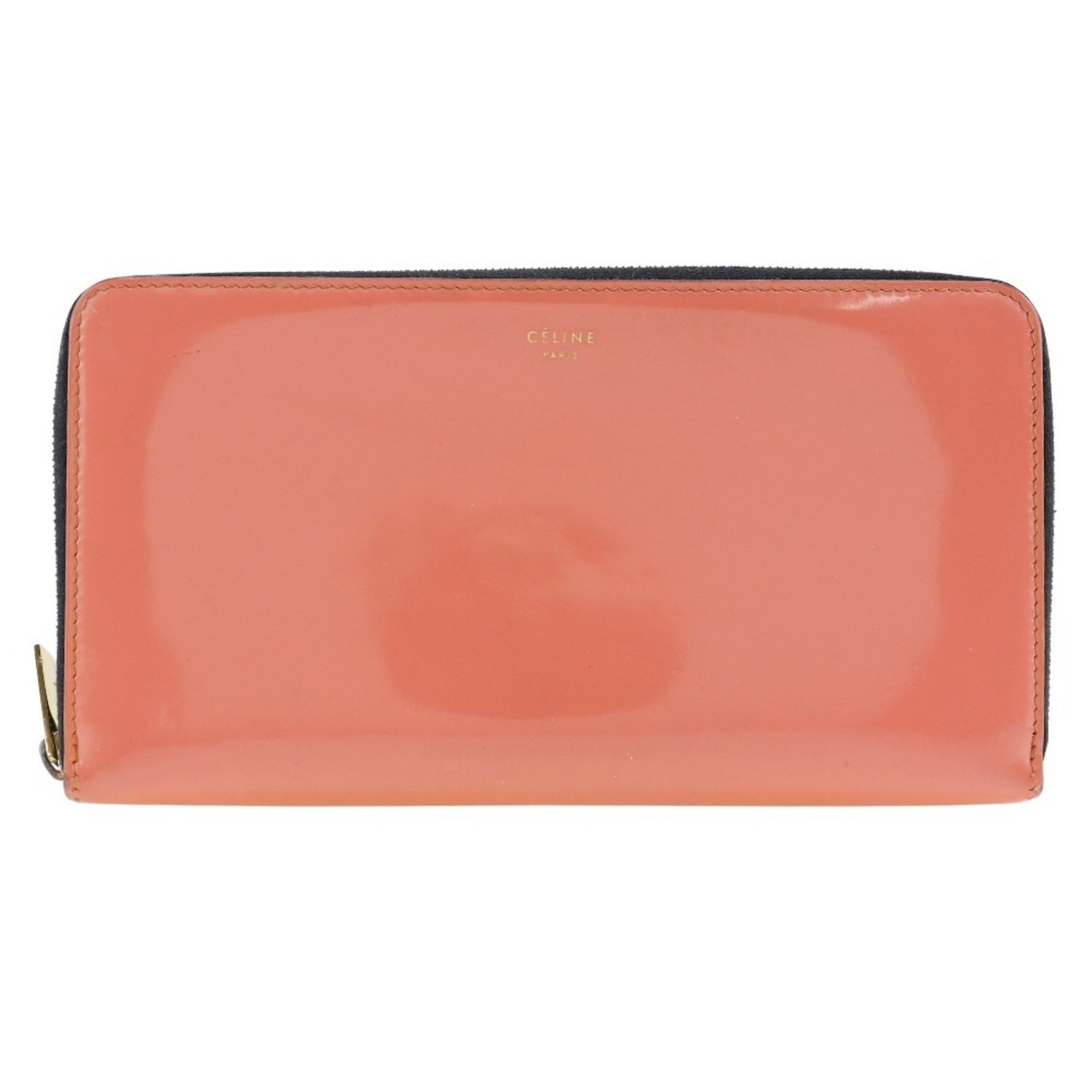 CELINE Round Long Wallet Enamel Zip Around