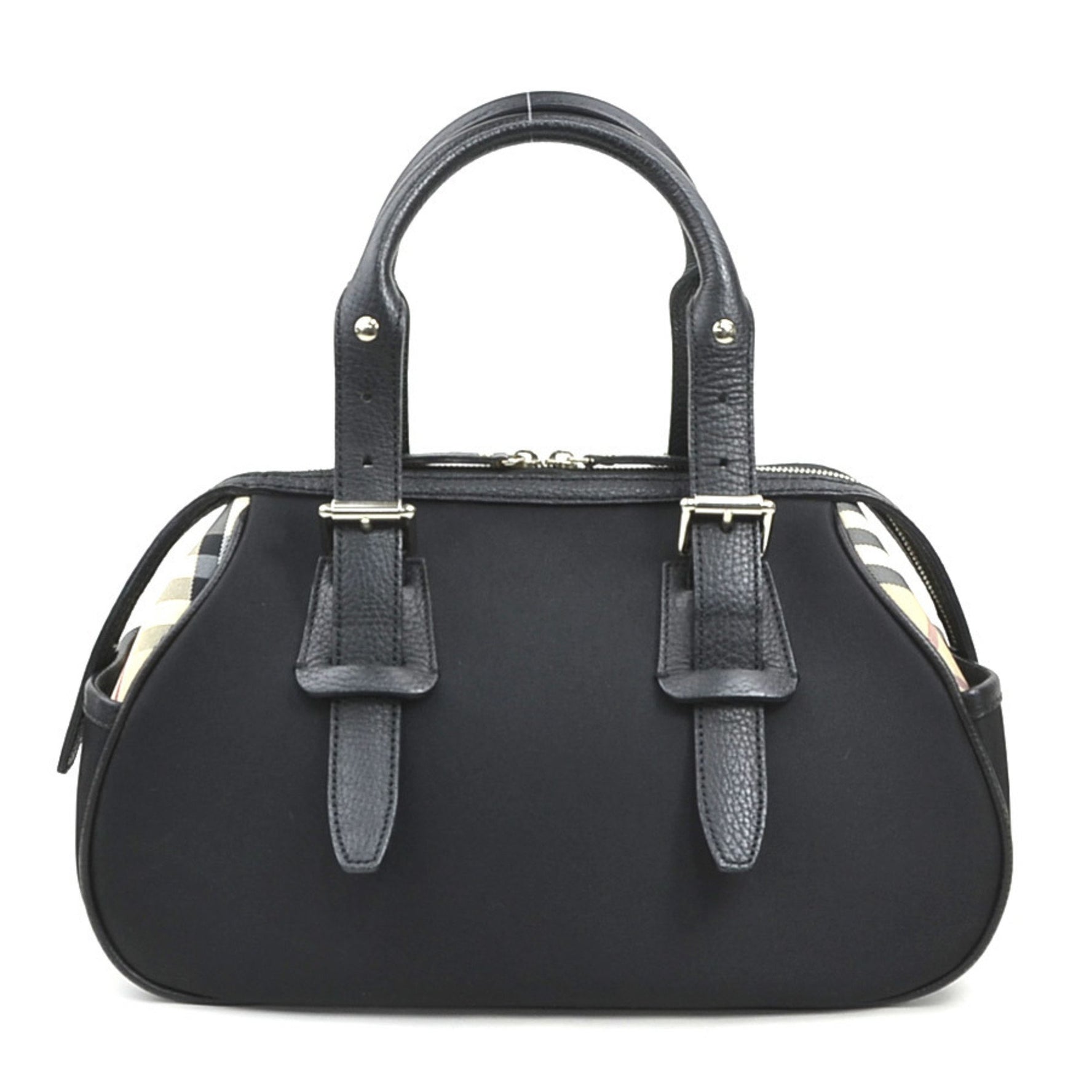 Burberry handbag in nylon canvas and leather, black beige