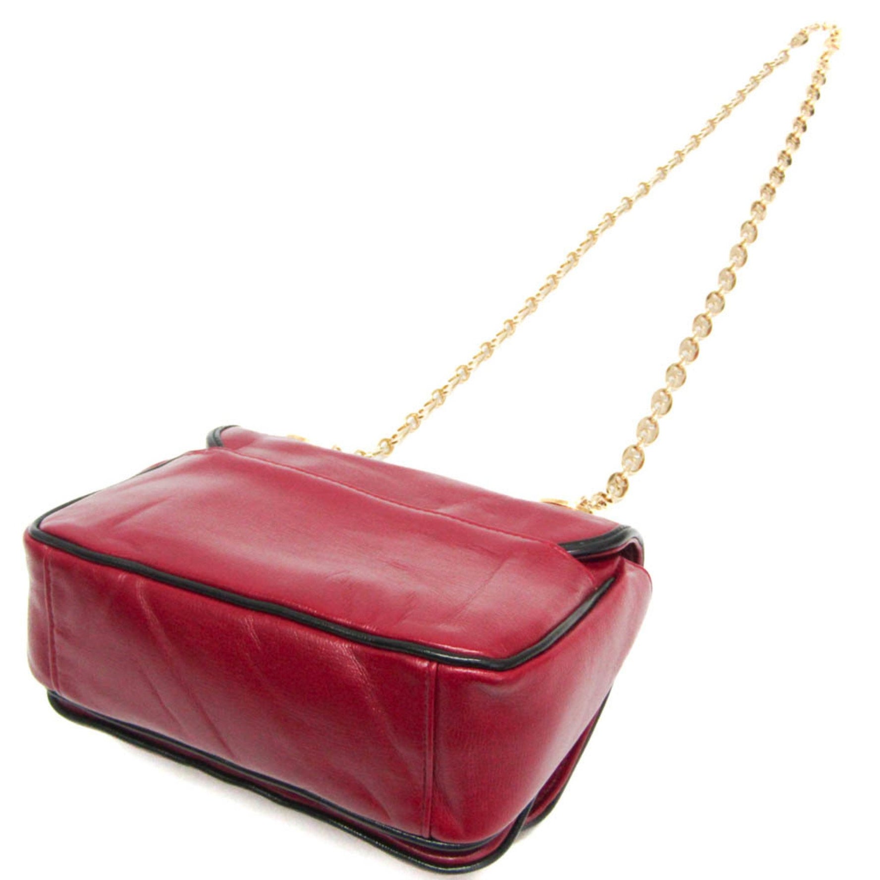 Gucci Interlocking G Chain Shoulder Bag Women's Leather Shoulder Bag Black,Red Color