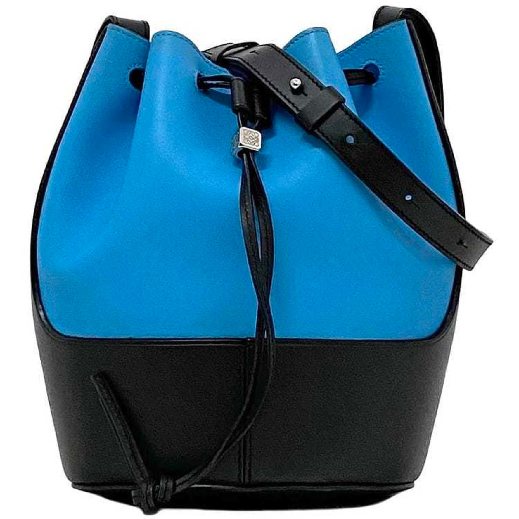 LOEWE Shoulder Bag f-22495 Light Blue Black Balloon 326.76AC31 Leather Crossbody Anagram Bicolor Women Men Dice