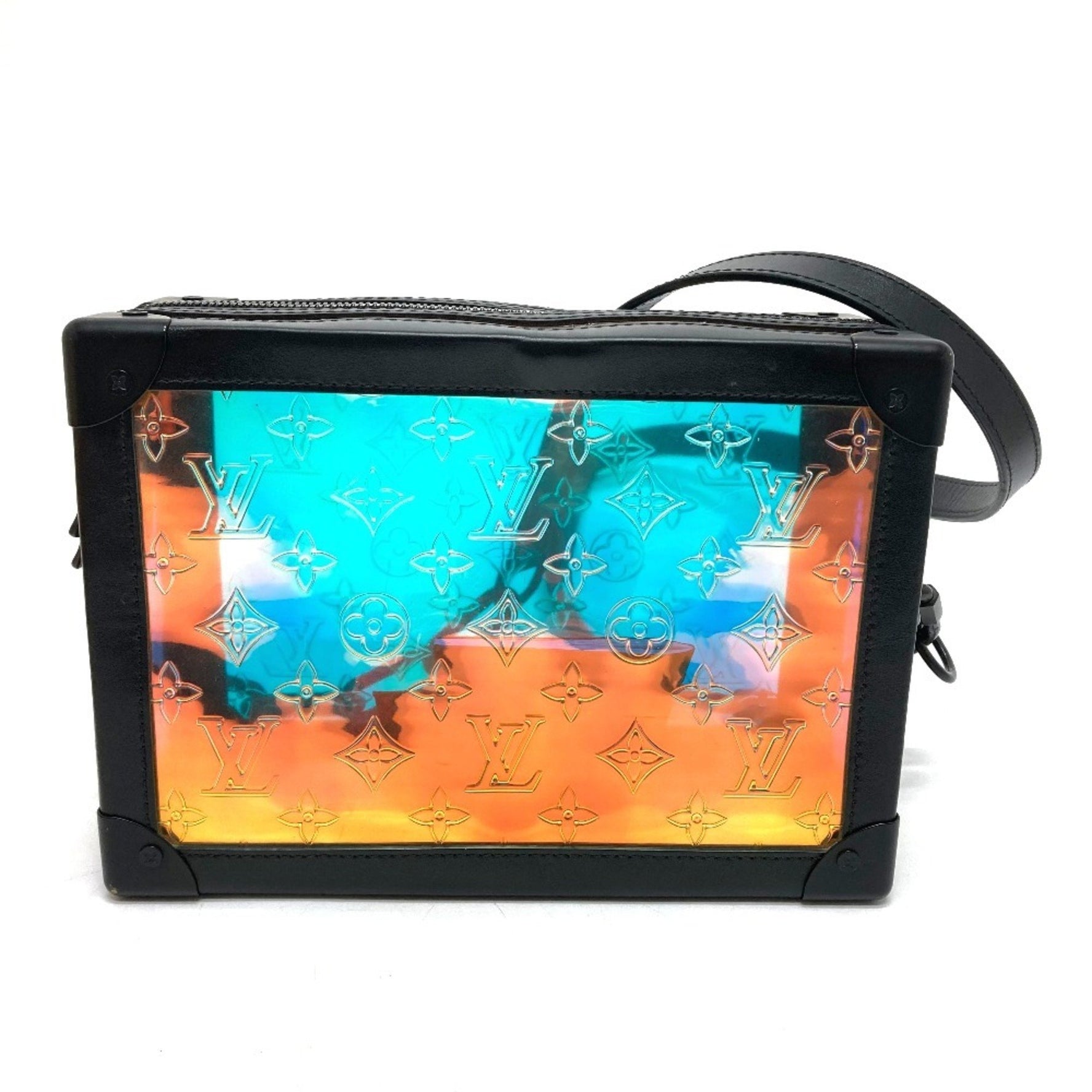 LOUIS VUITTON M55932 Monogram Prism Soft Trunk Shoulder Bag in Black Leather with Hologram Pattern
