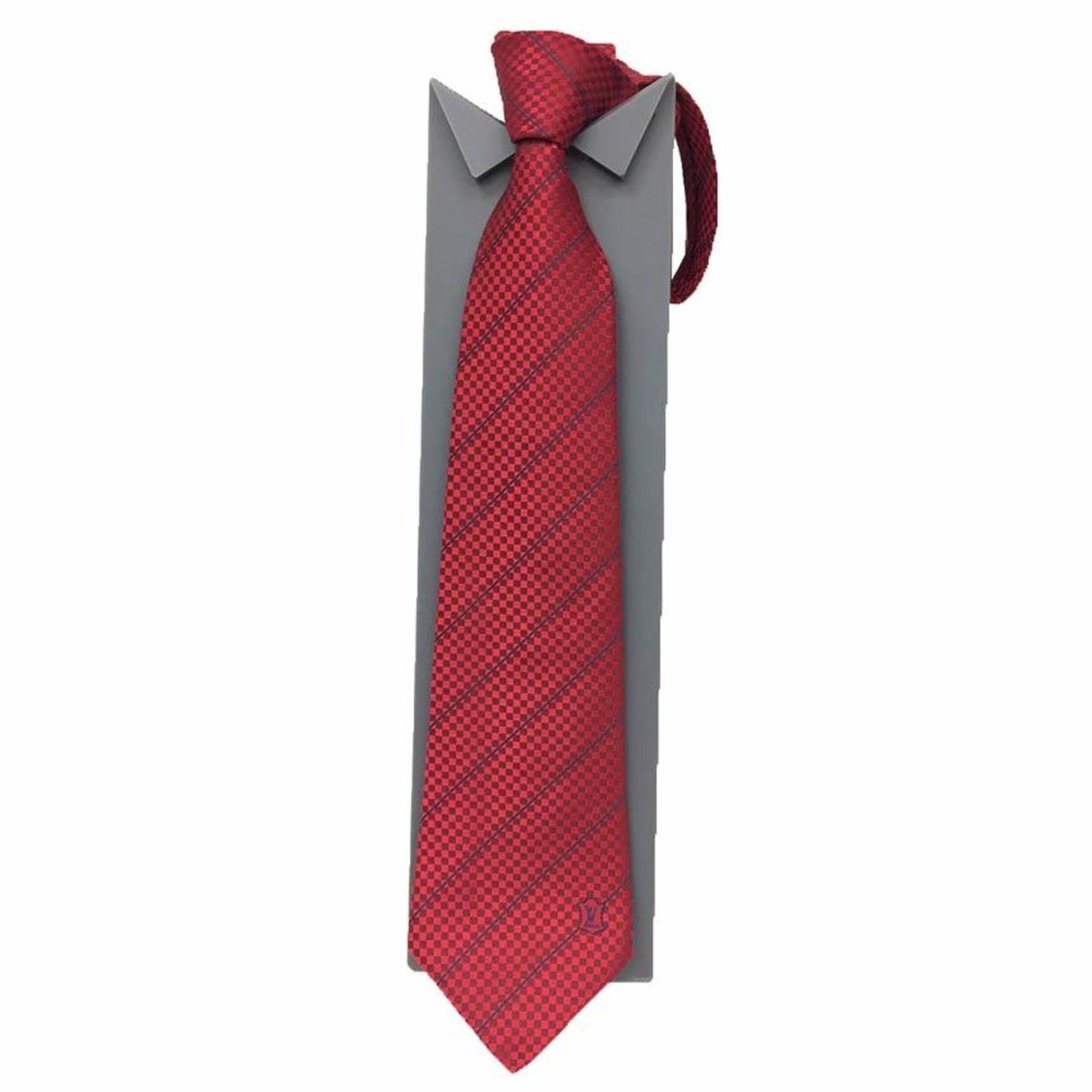 Louis Vuitton Cravate Ec tie, red, Damier pattern, 100% silk