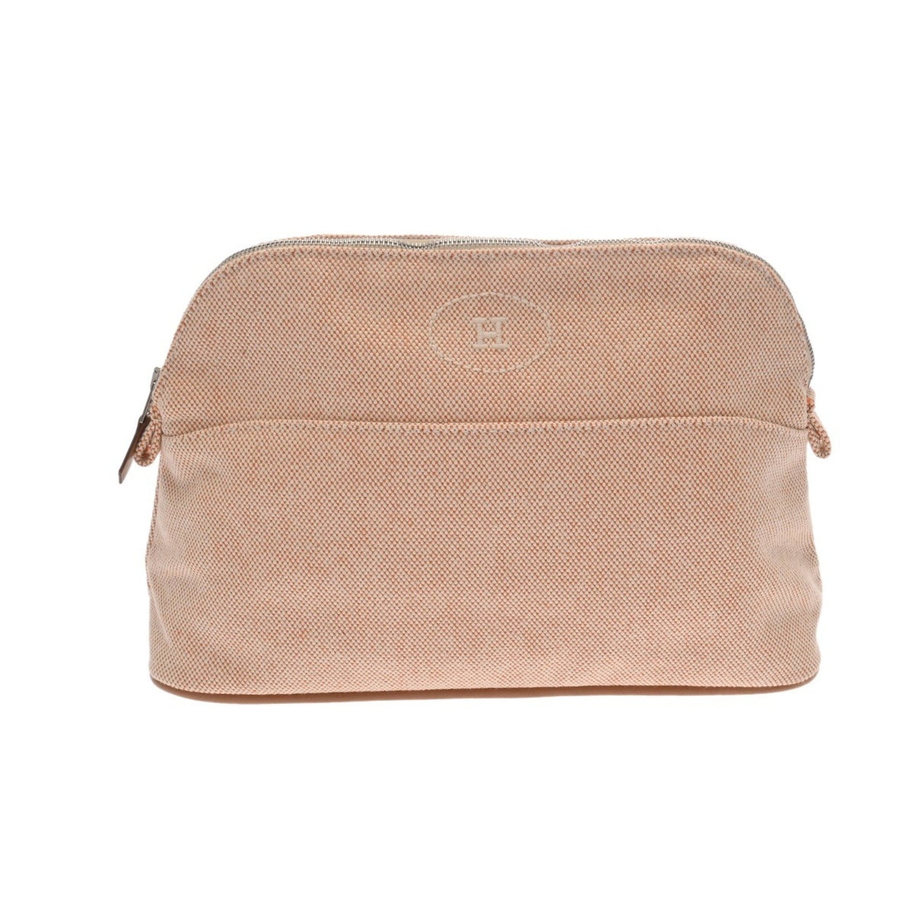 HERMES Bolide Ecru/Orange Toile H Pouch